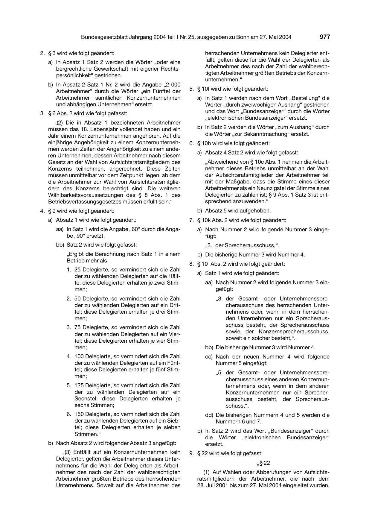 BGBl. 2004, Seite 977 — Originalseite als Abbildung