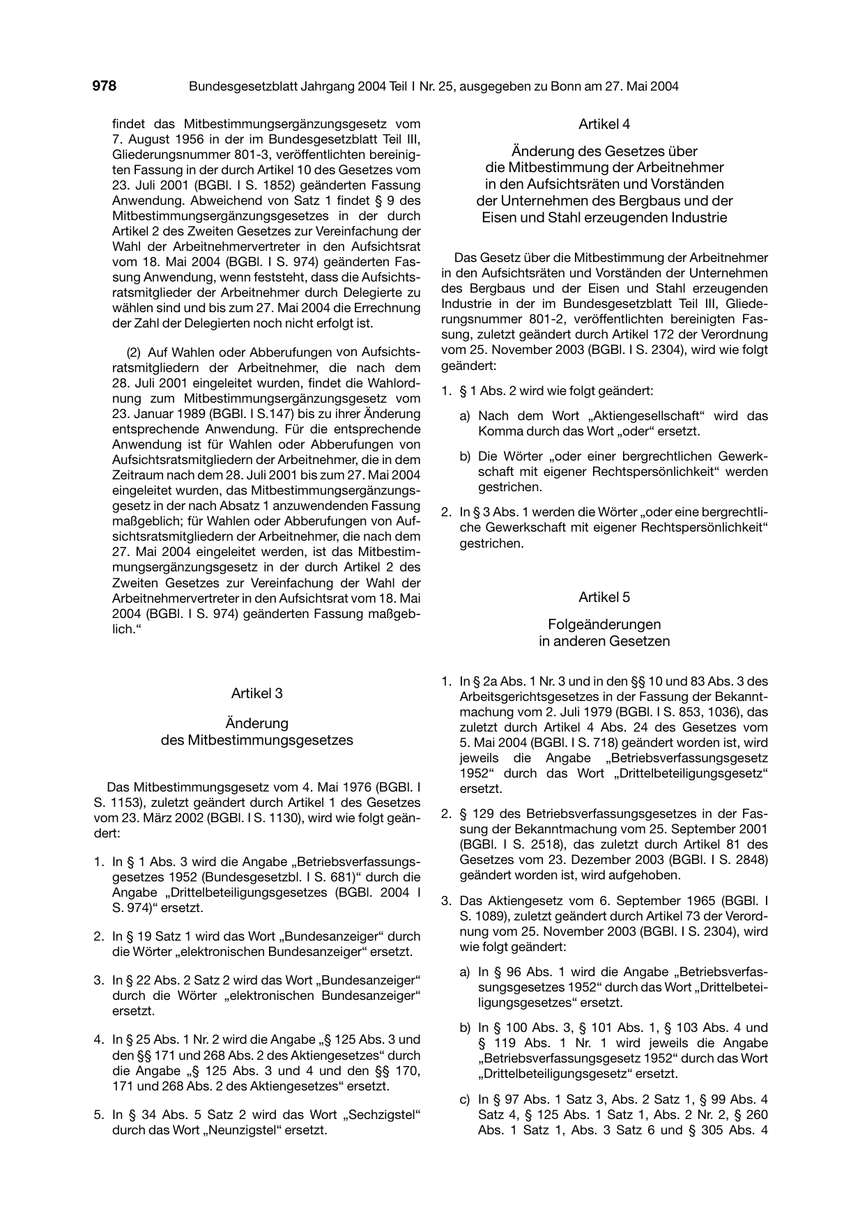 BGBl. 2004, Seite 978 — Originalseite als Abbildung