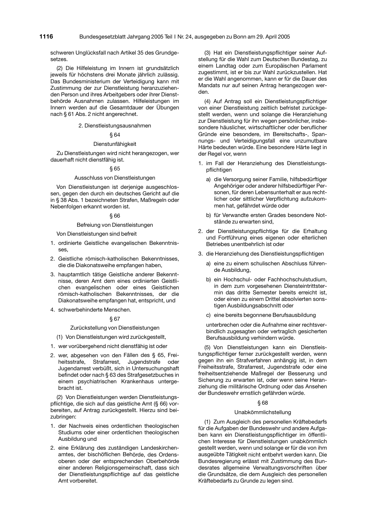 BGBl. 2005, Seite 1116 — Originalseite als Abbildung