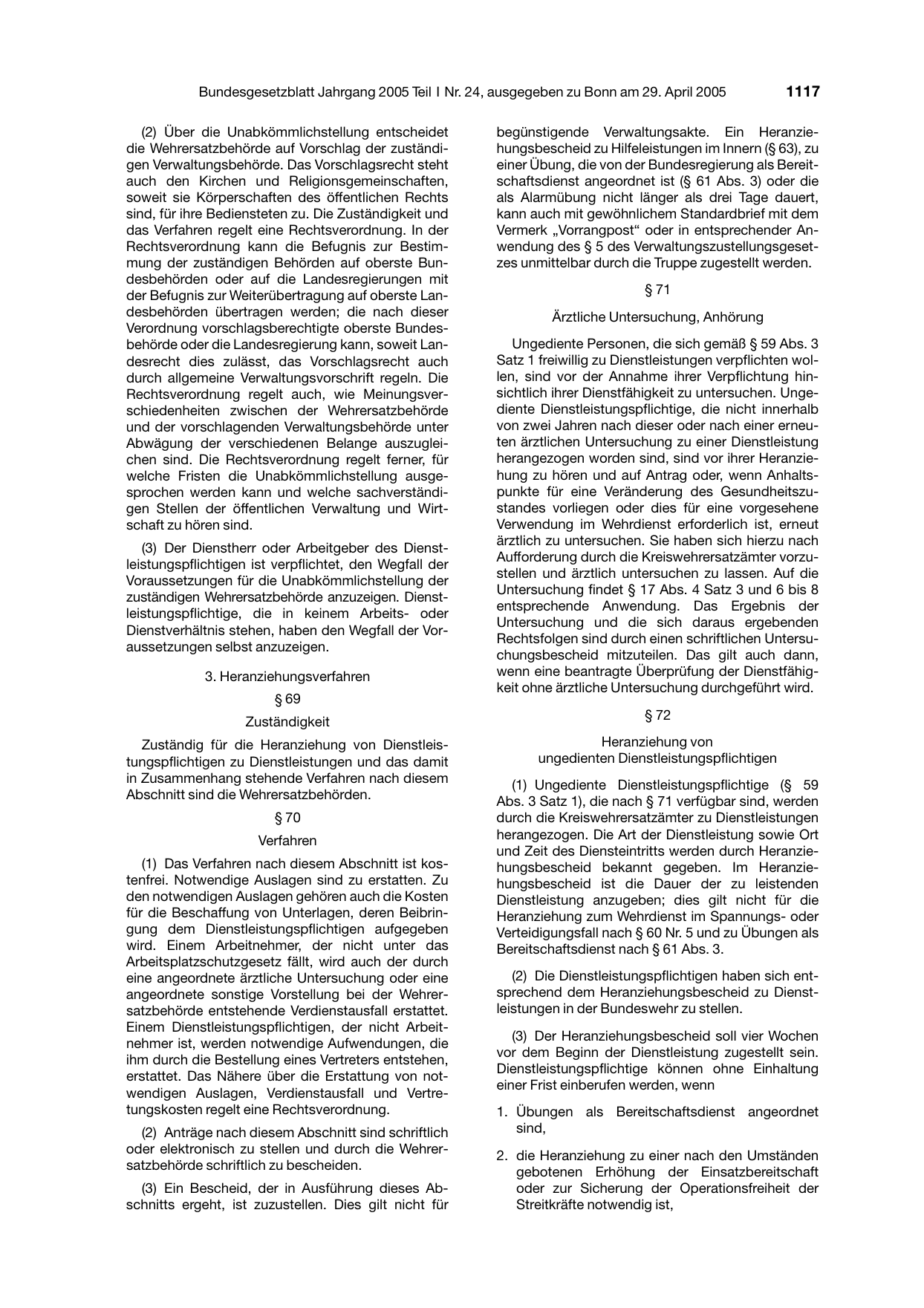 BGBl. 2005, Seite 1117 — Originalseite als Abbildung