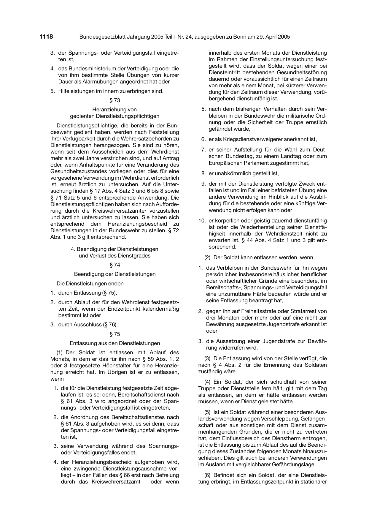 BGBl. 2005, Seite 1118 — Originalseite als Abbildung