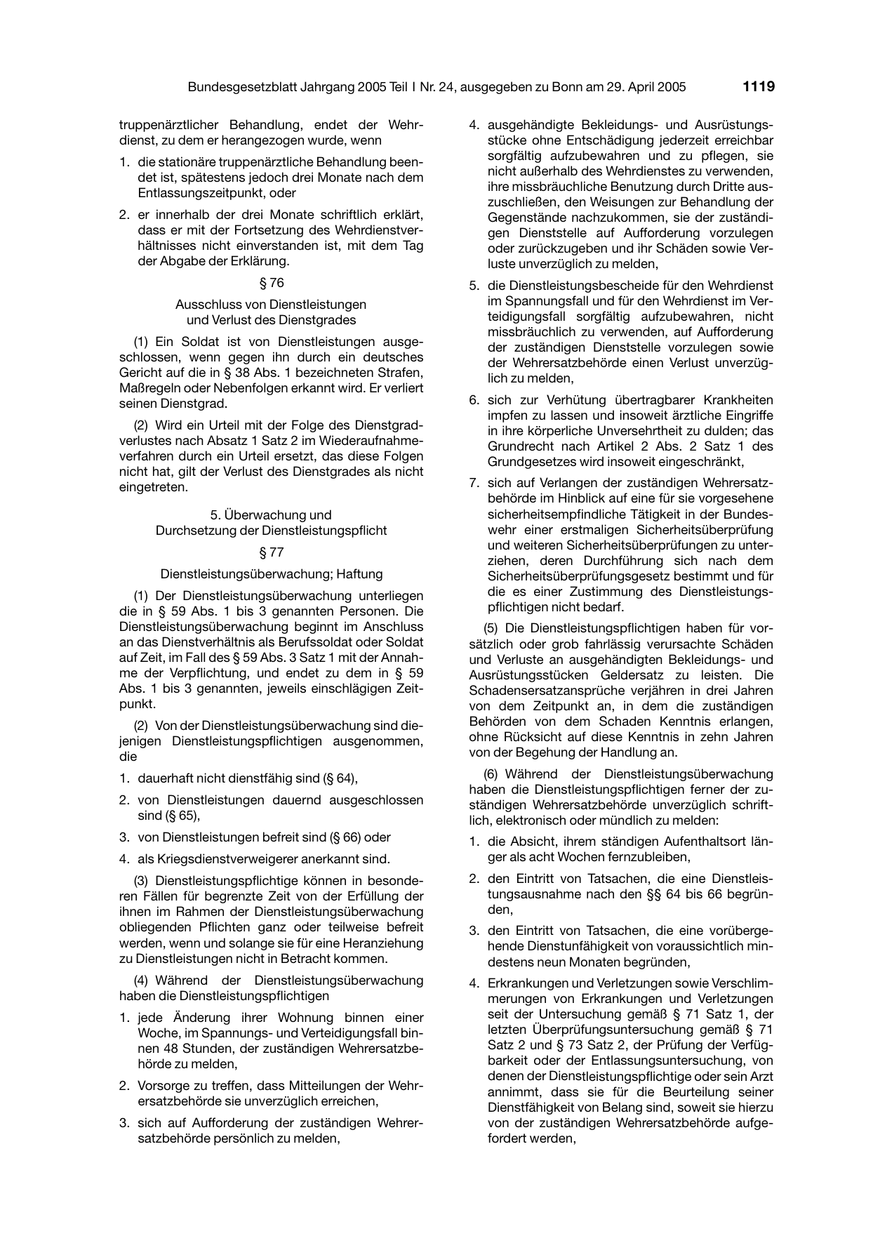 BGBl. 2005, Seite 1119 — Originalseite als Abbildung
