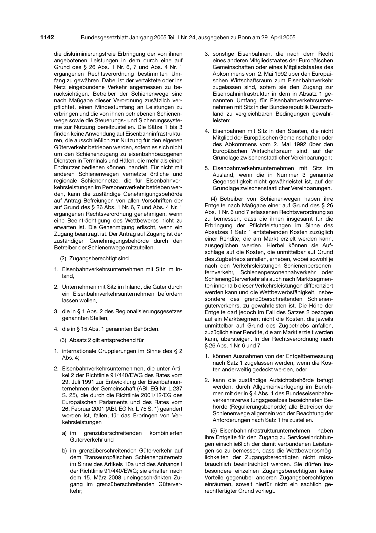 BGBl. 2005, Seite 1142 — Originalseite als Abbildung