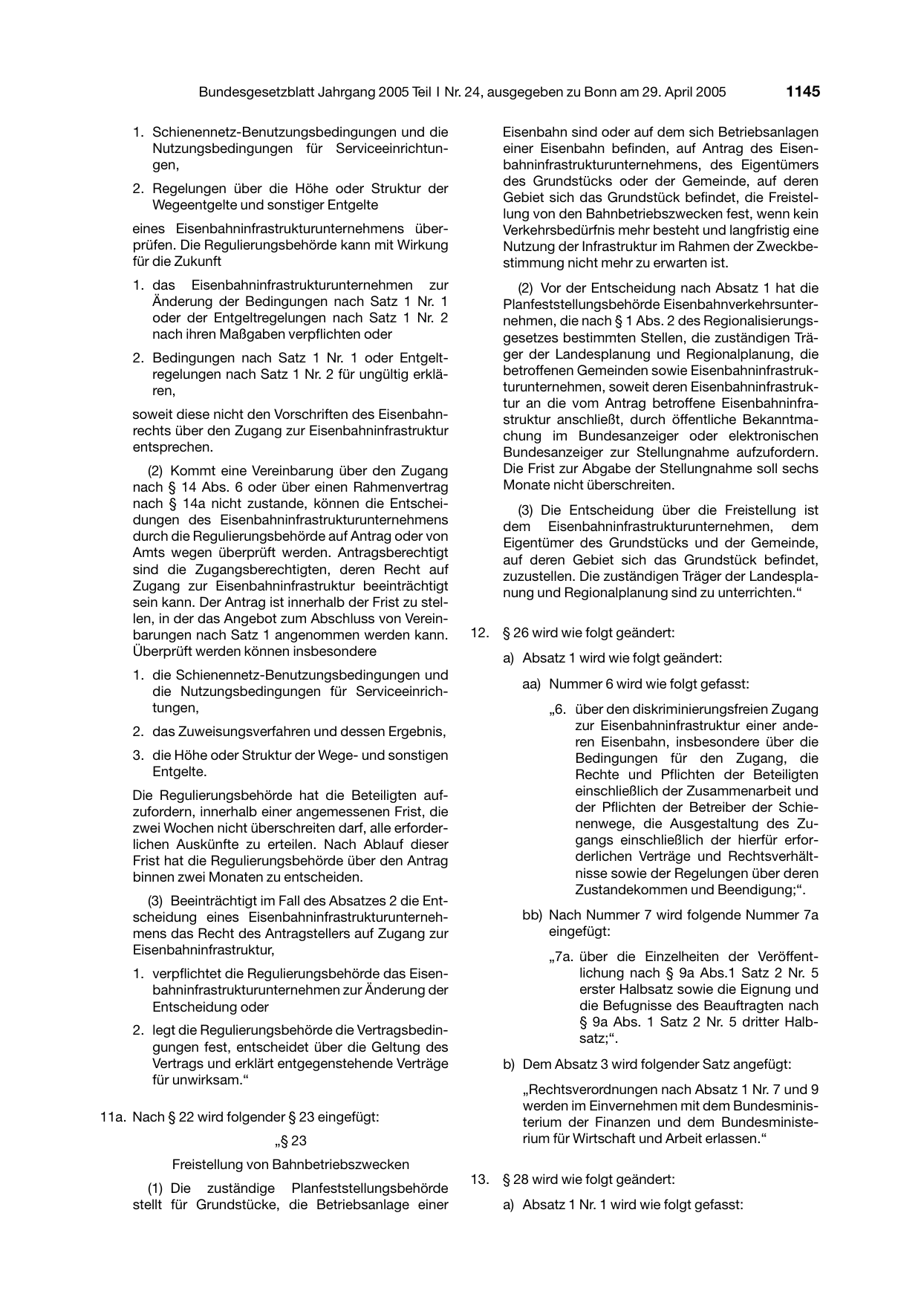 BGBl. 2005, Seite 1145 — Originalseite als Abbildung