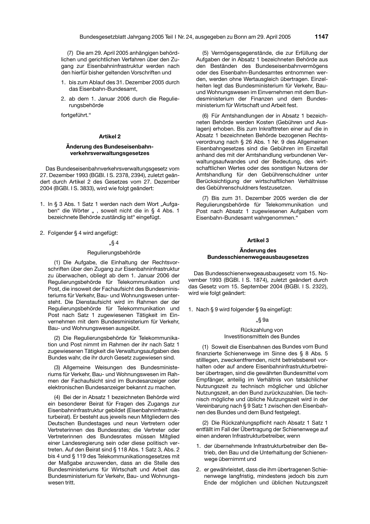 BGBl. 2005, Seite 1147 — Originalseite als Abbildung