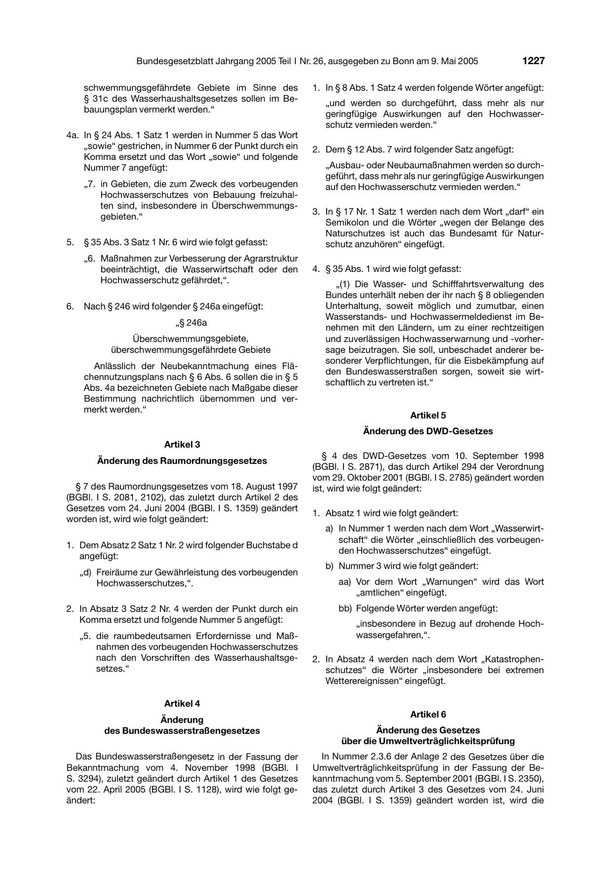 BGBl. 2005, Seite 1227 — Originalseite als Abbildung