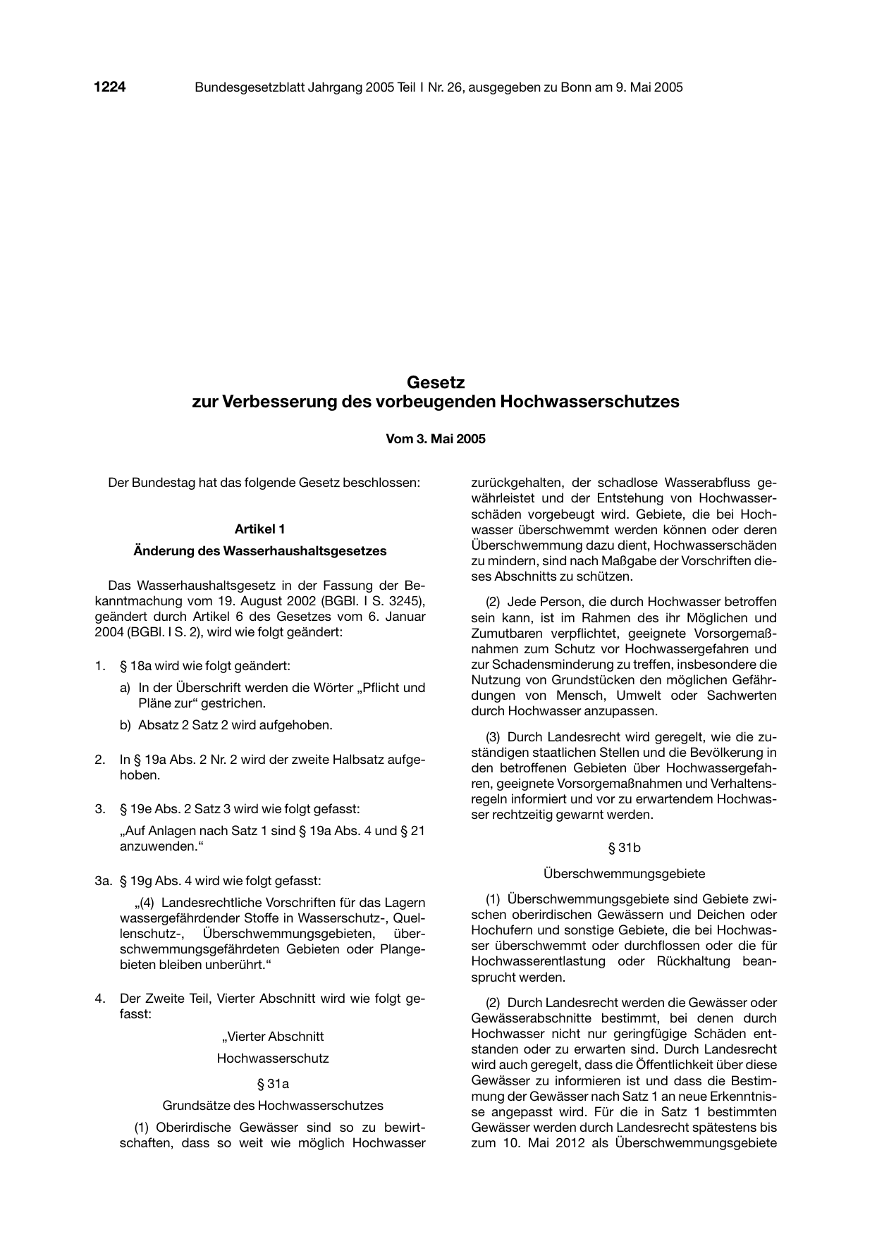 BGBl. 2005, Seite 1224 — Originalseite als Abbildung
