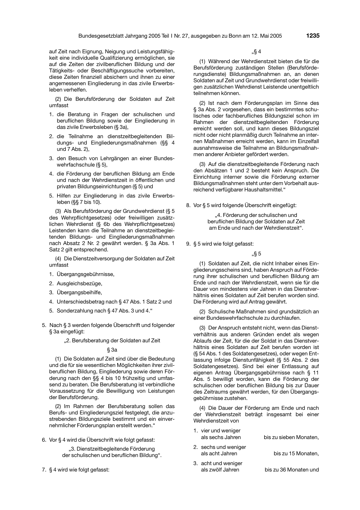 BGBl. 2005, Seite 1235 — Originalseite als Abbildung