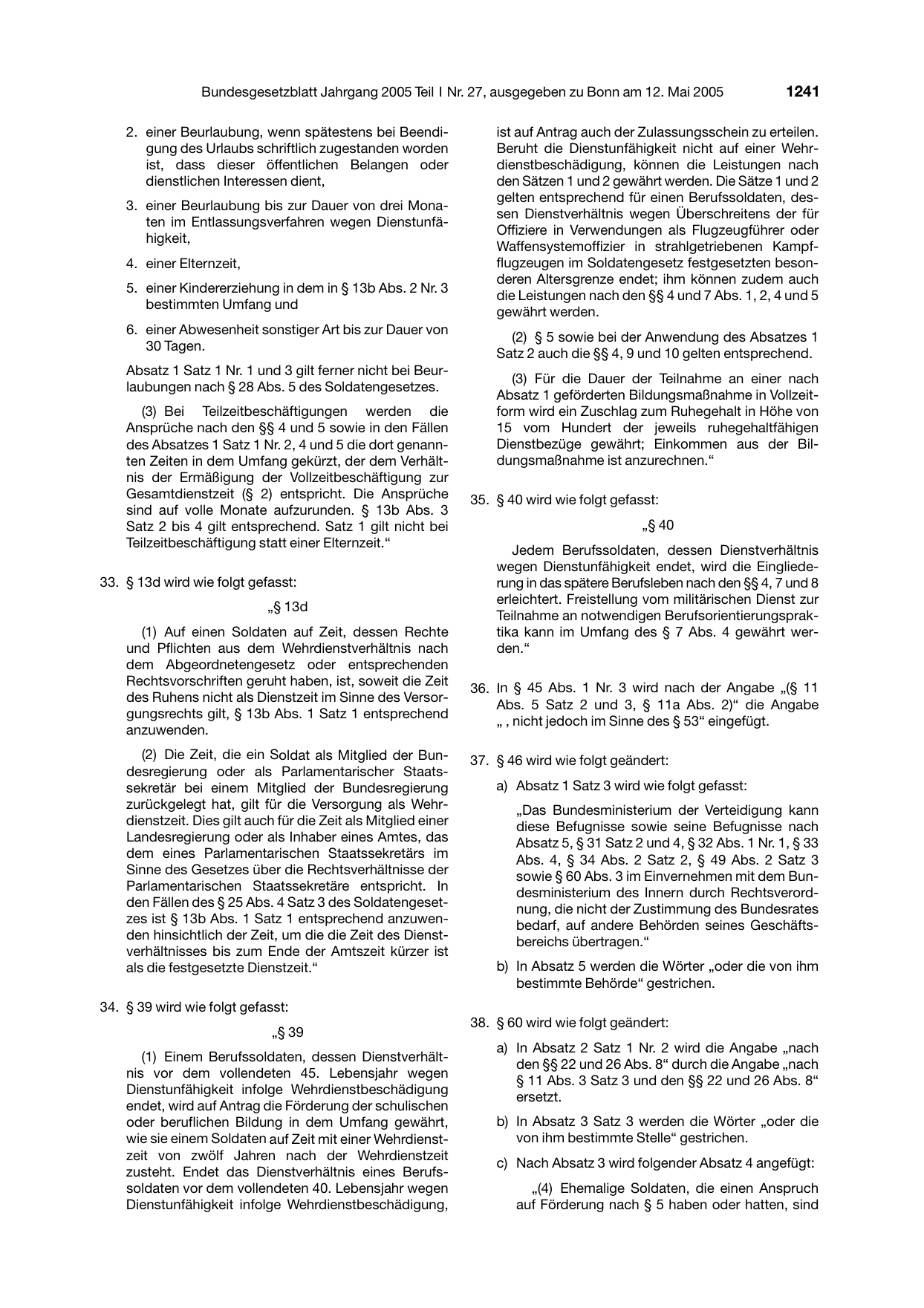 BGBl. 2005, Seite 1241 — Originalseite als Abbildung