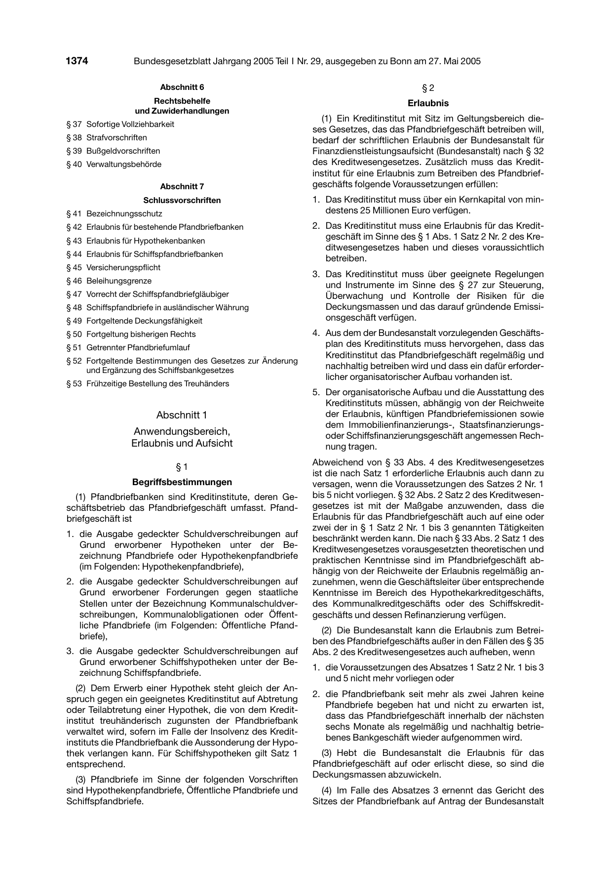 BGBl. 2005, Seite 1374 — Originalseite als Abbildung