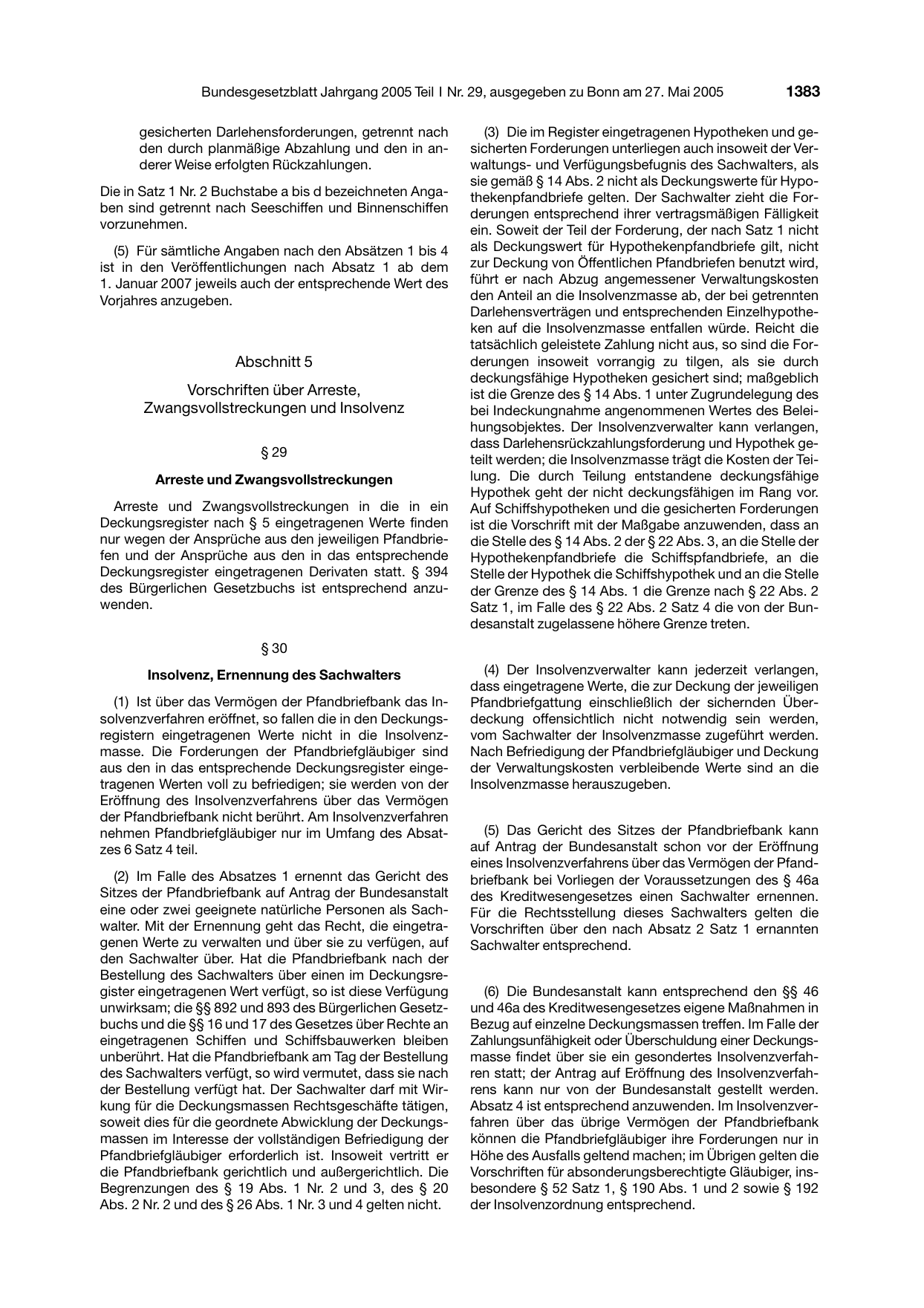 BGBl. 2005, Seite 1383 — Originalseite als Abbildung