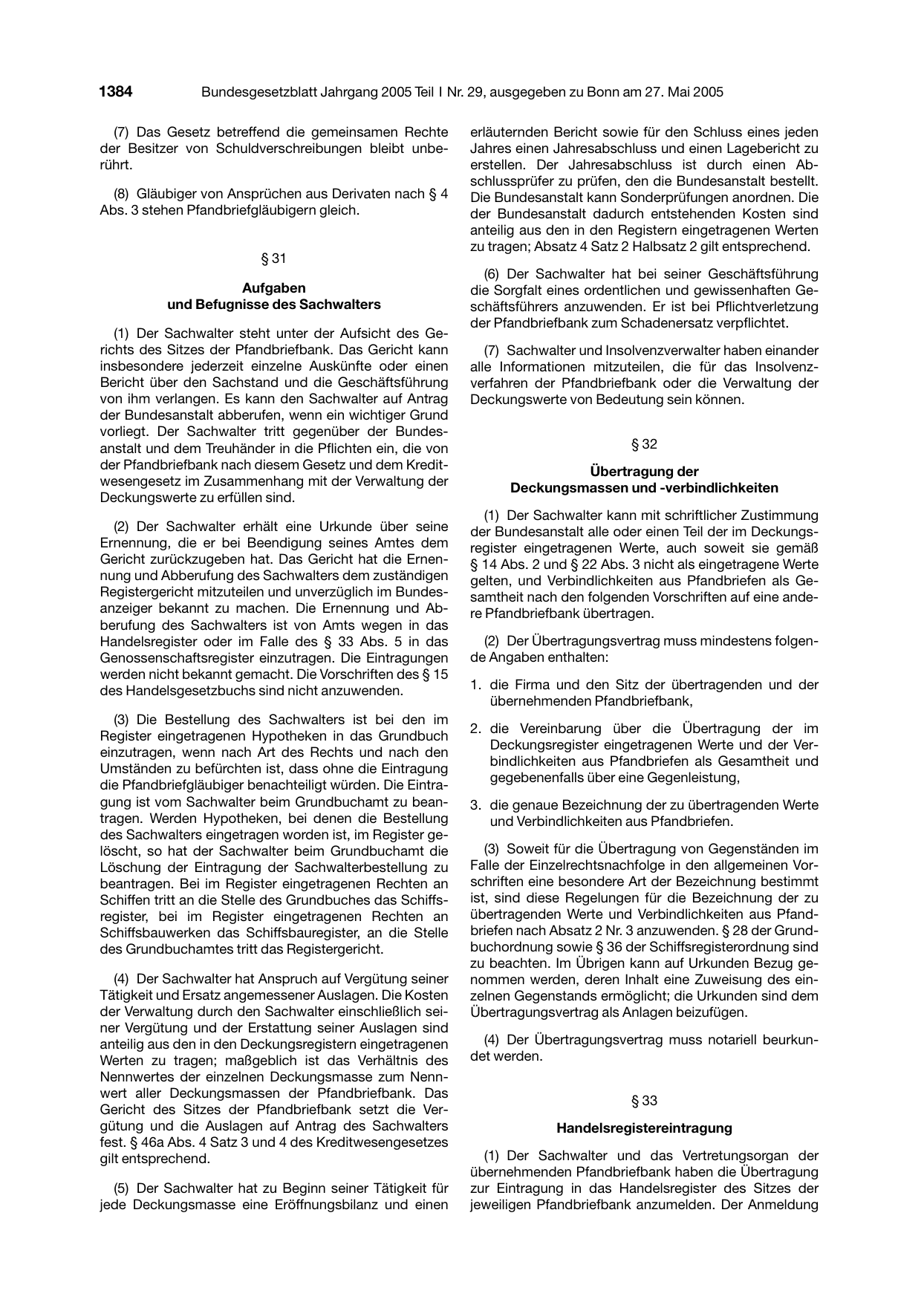 BGBl. 2005, Seite 1384 — Originalseite als Abbildung
