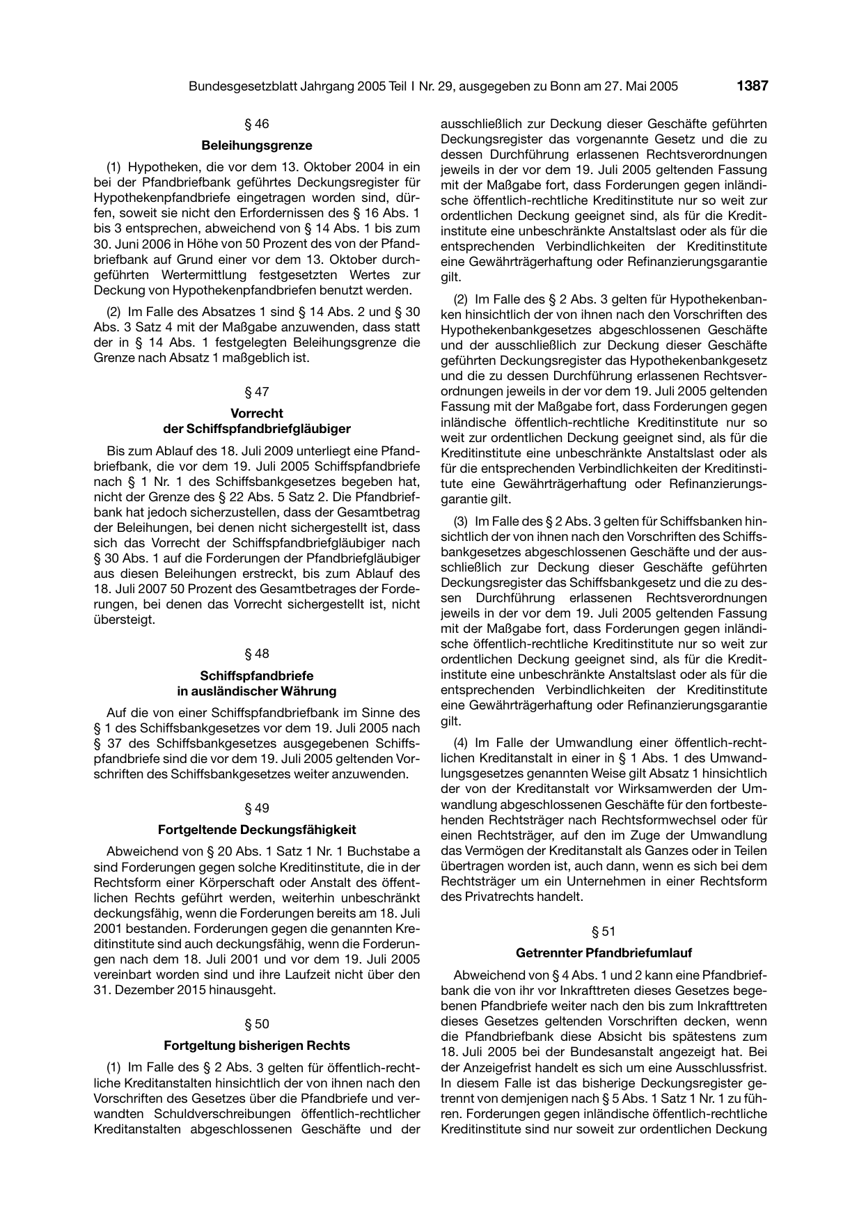 BGBl. 2005, Seite 1387 — Originalseite als Abbildung