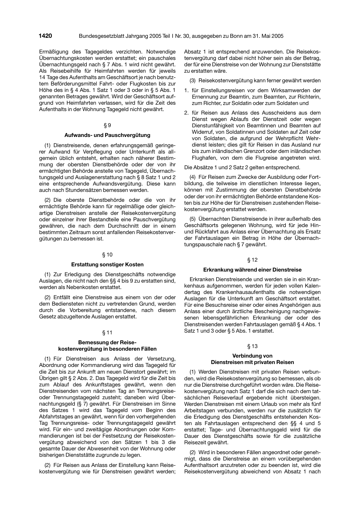 BGBl. 2005, Seite 1420 — Originalseite als Abbildung