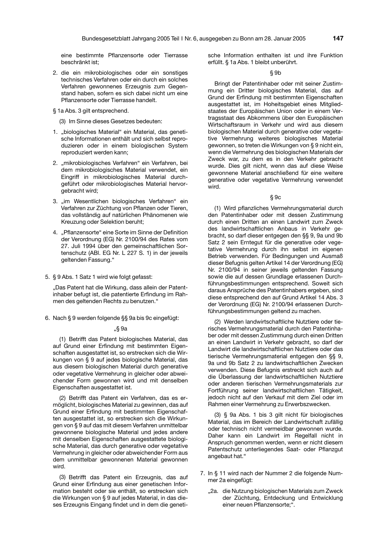 BGBl. 2005, Seite 147 — Originalseite als Abbildung