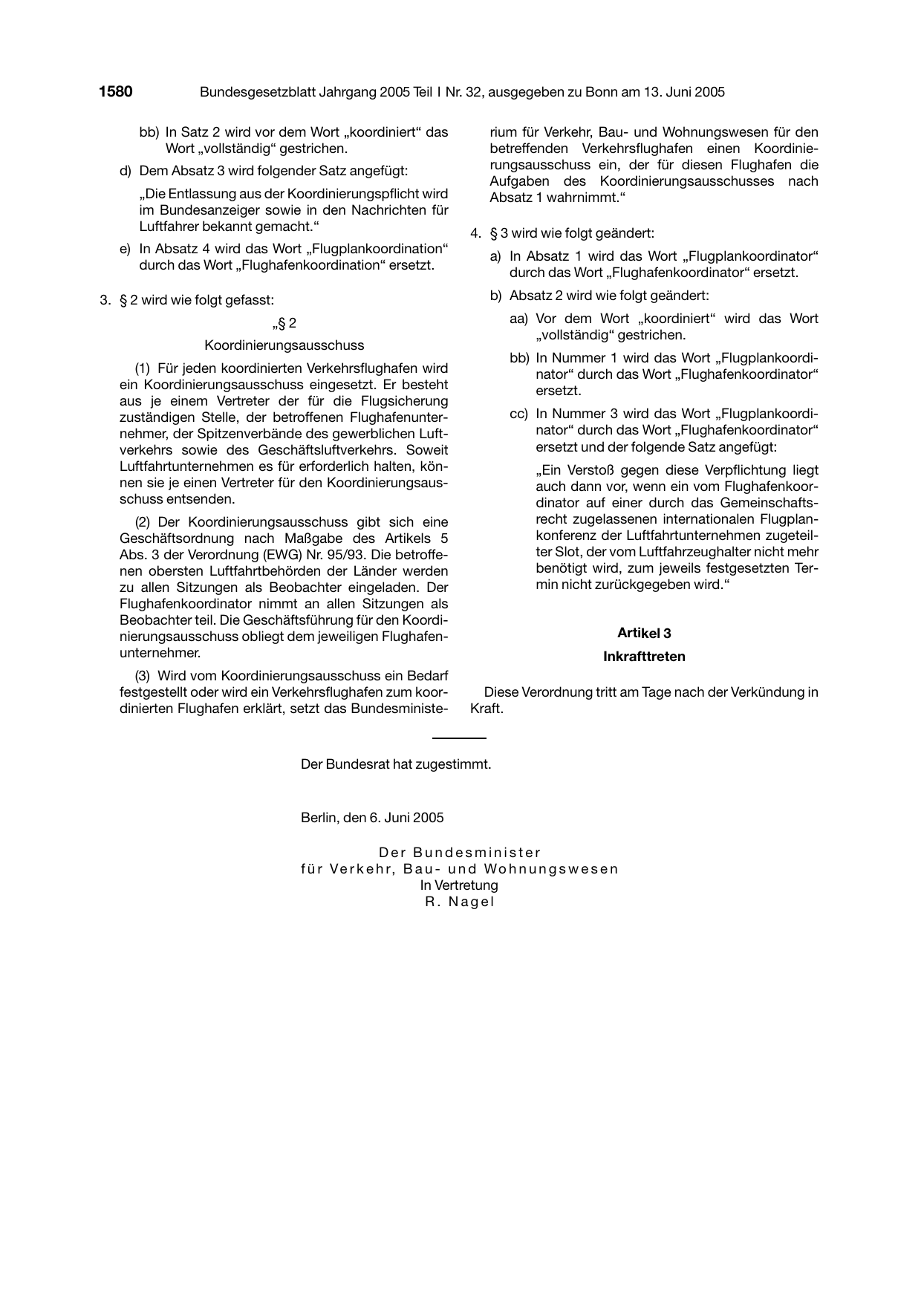 BGBl. 2005, Seite 1580 — Originalseite als Abbildung