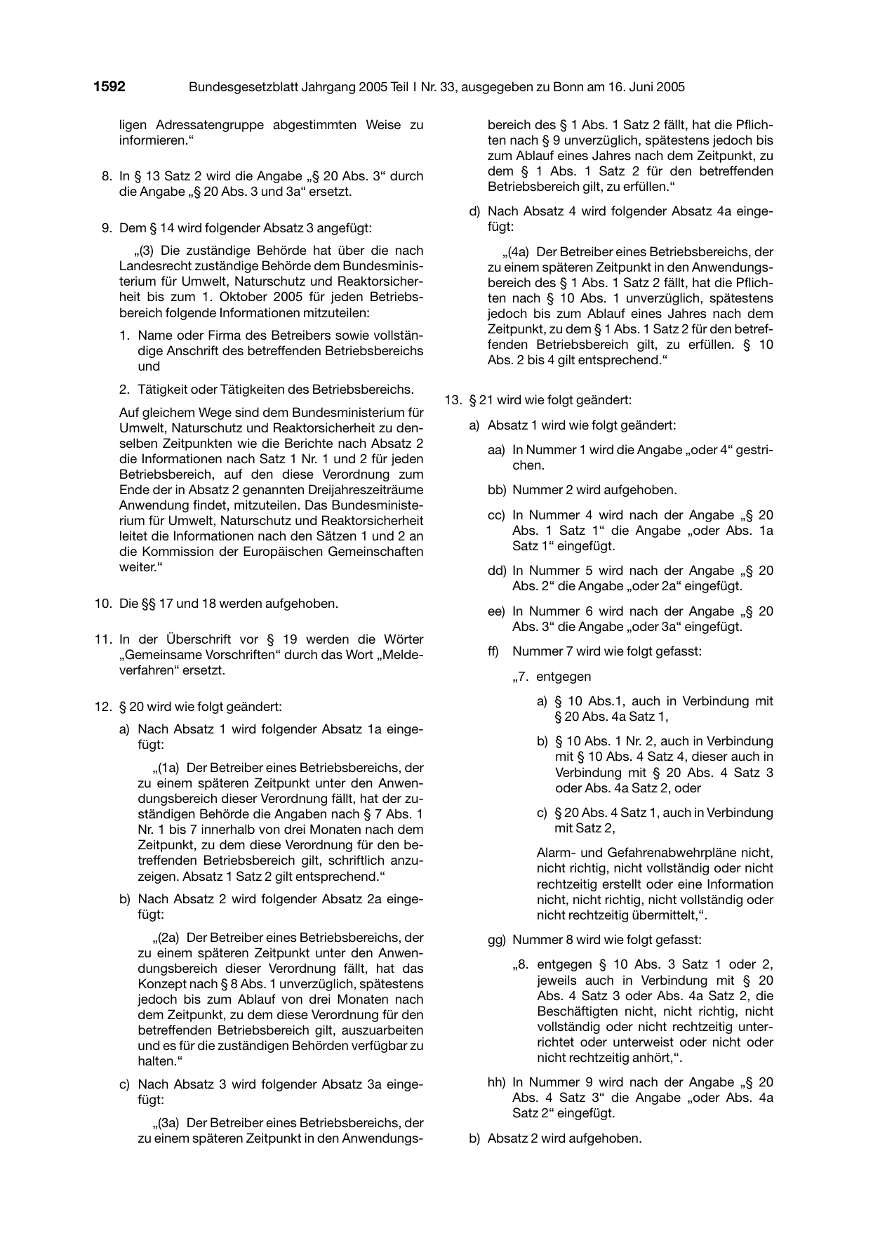 BGBl. 2005, Seite 1592 — Originalseite als Abbildung