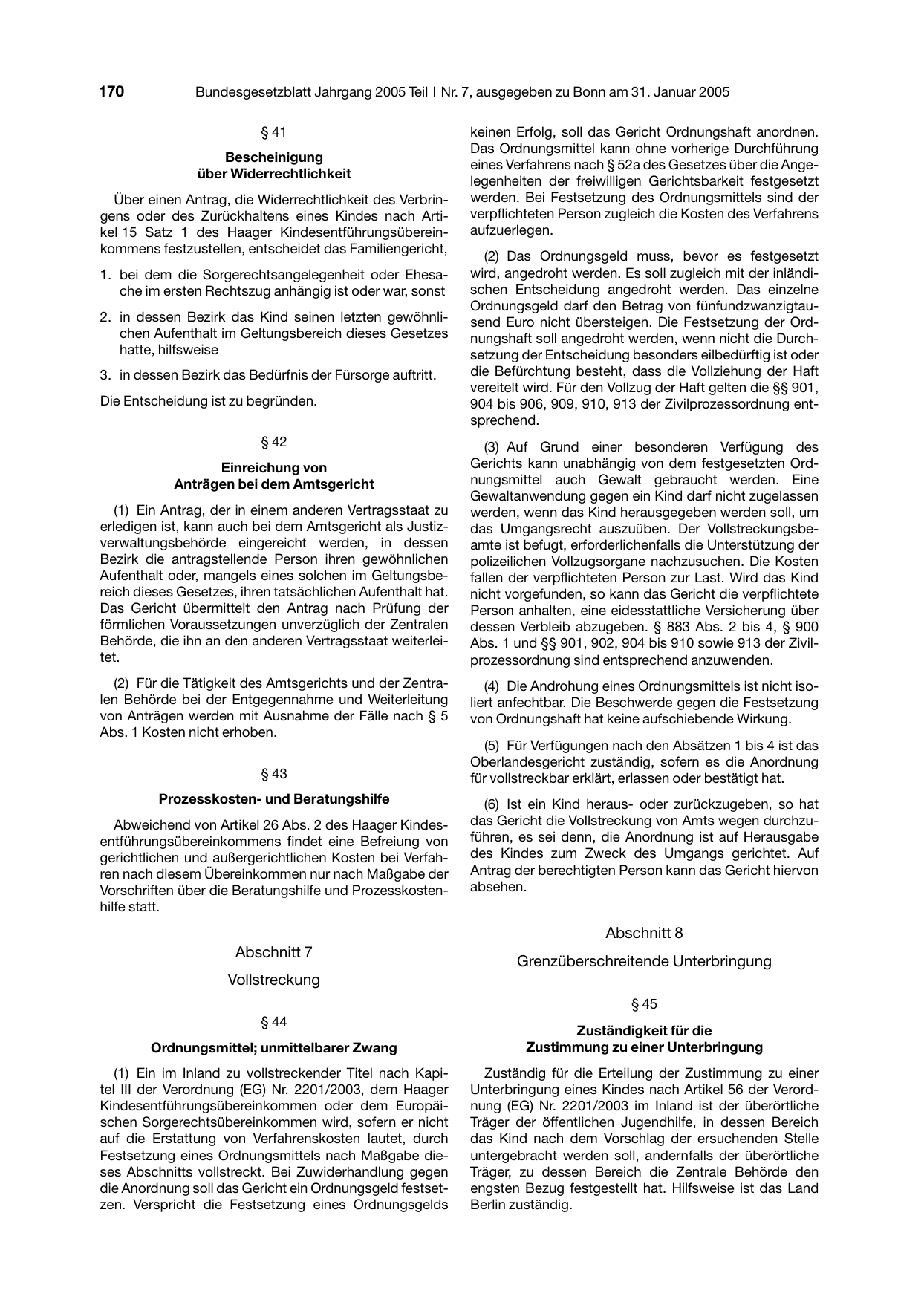 BGBl. 2005, Seite 170 — Originalseite als Abbildung