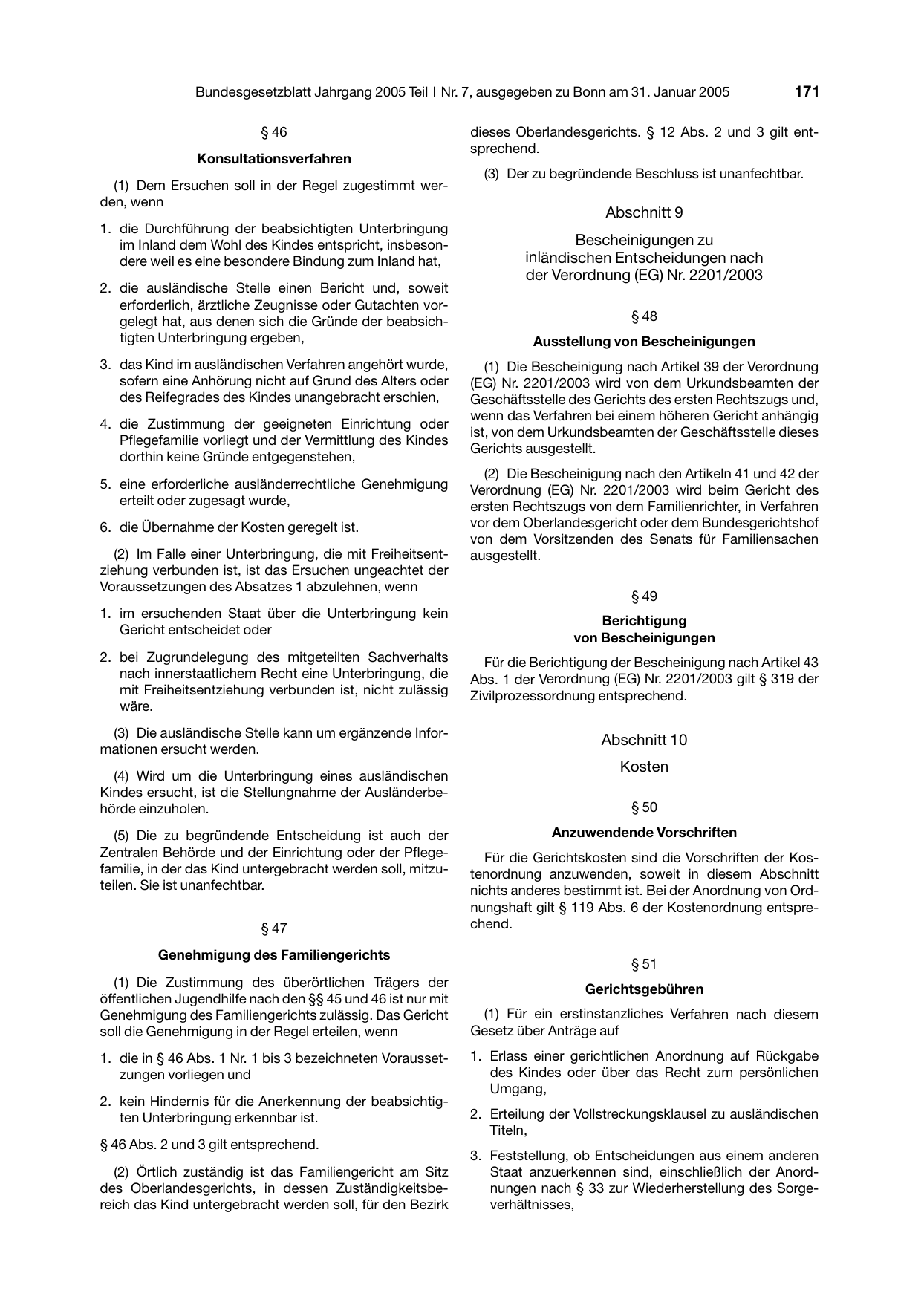 BGBl. 2005, Seite 171 — Originalseite als Abbildung