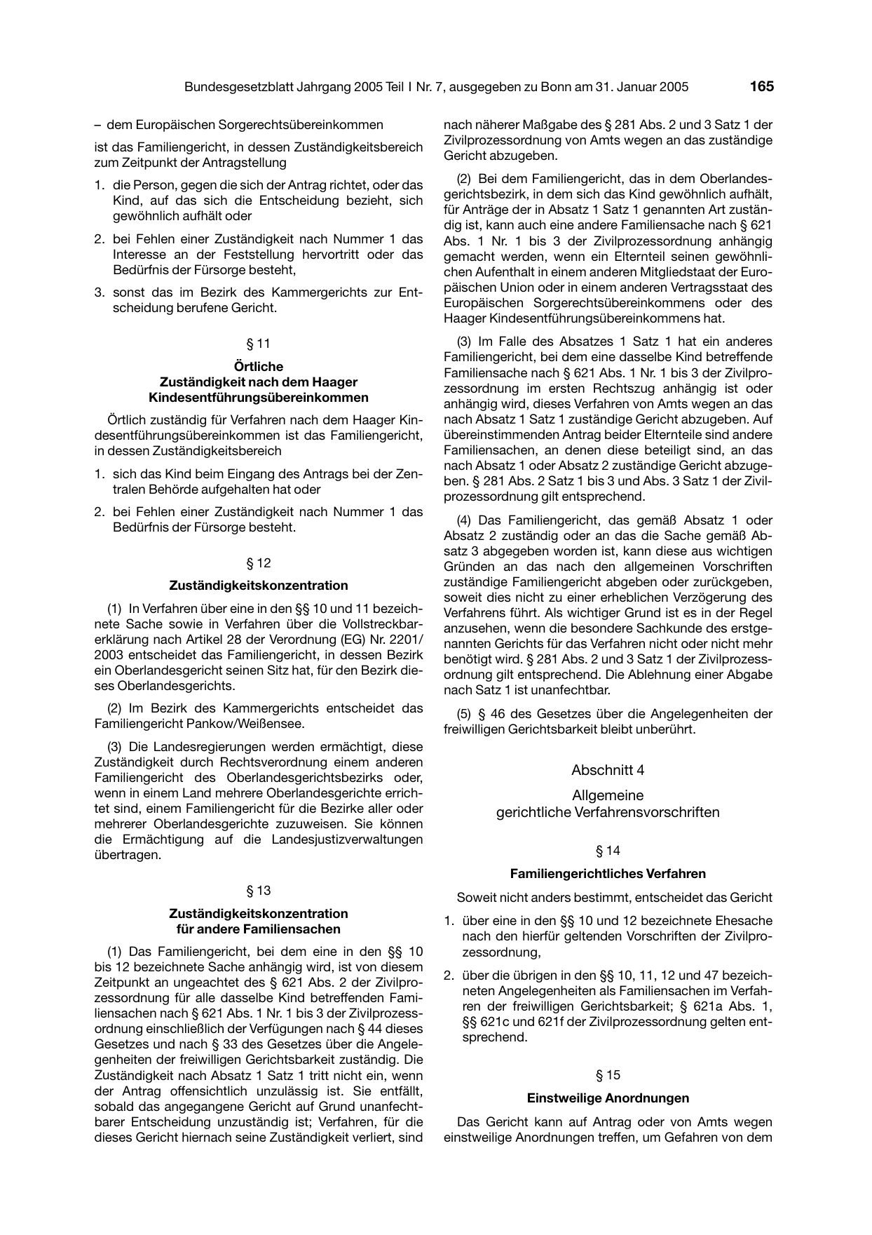 BGBl. 2005, Seite 165 — Originalseite als Abbildung