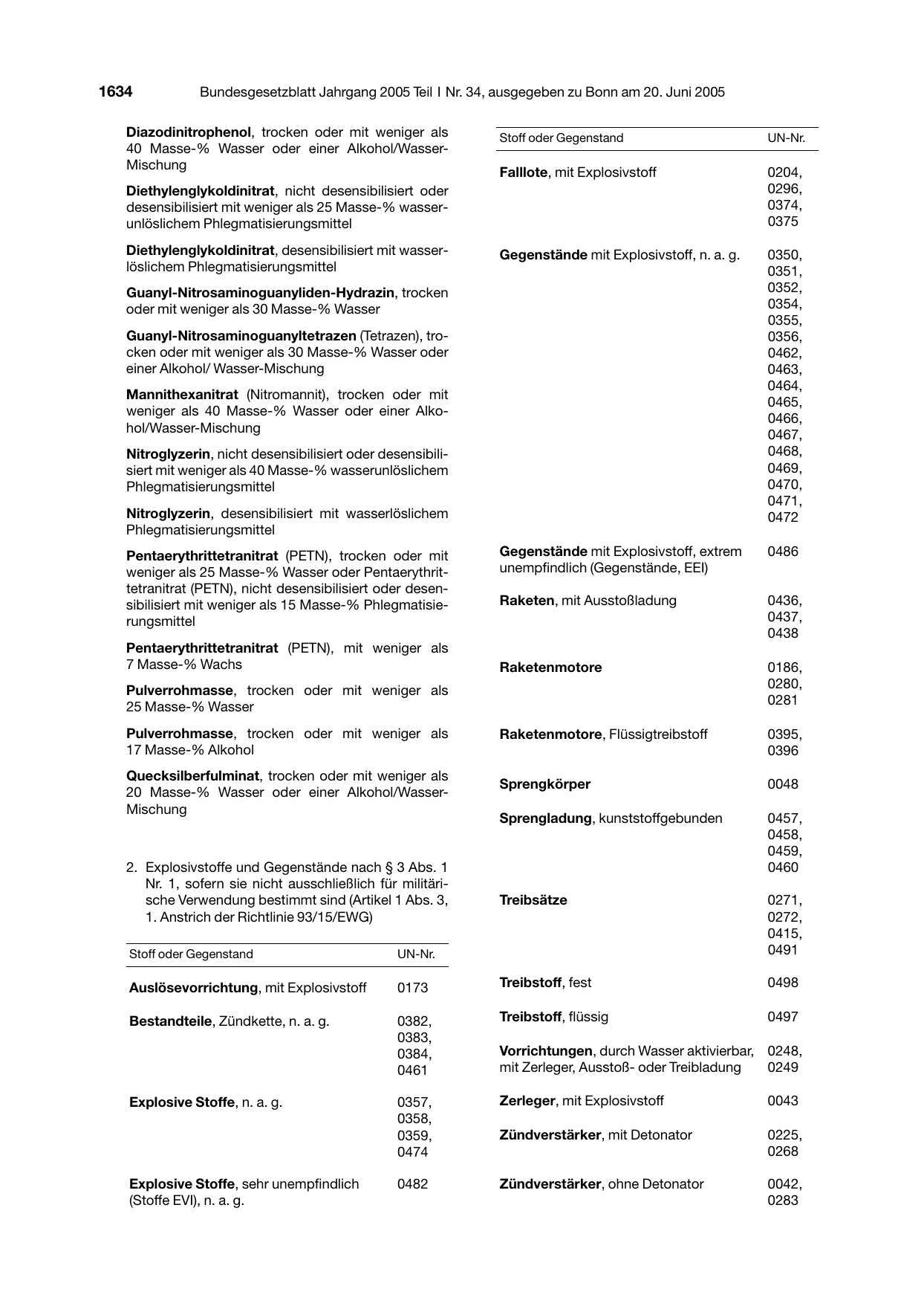 BGBl. 2005, Seite 1634 — Originalseite als Abbildung