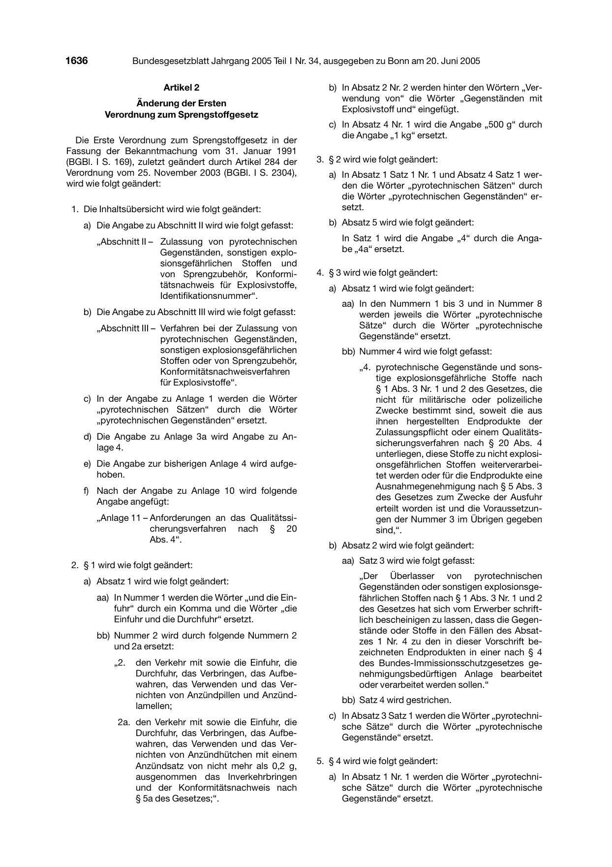 BGBl. 2005, Seite 1636 — Originalseite als Abbildung