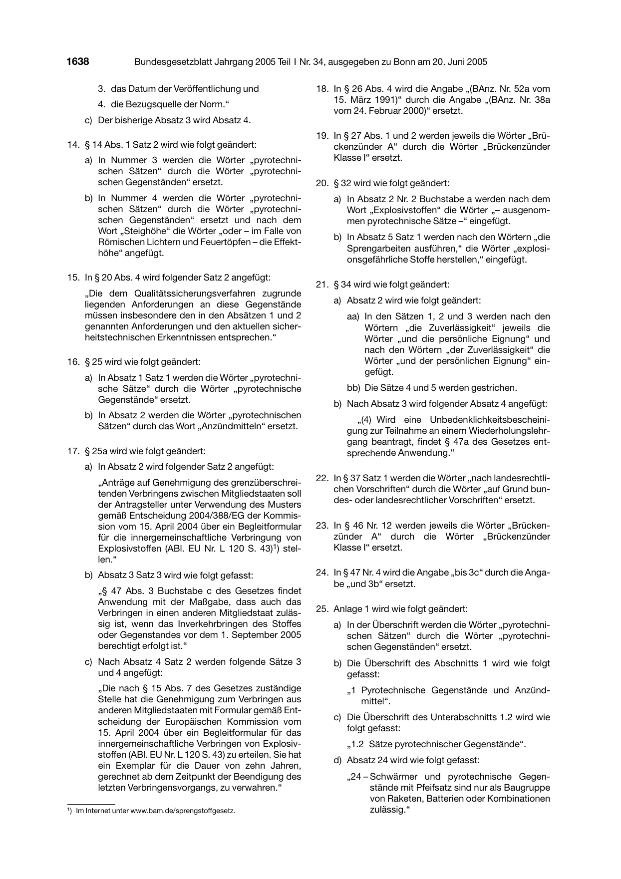 BGBl. 2005, Seite 1638 — Originalseite als Abbildung