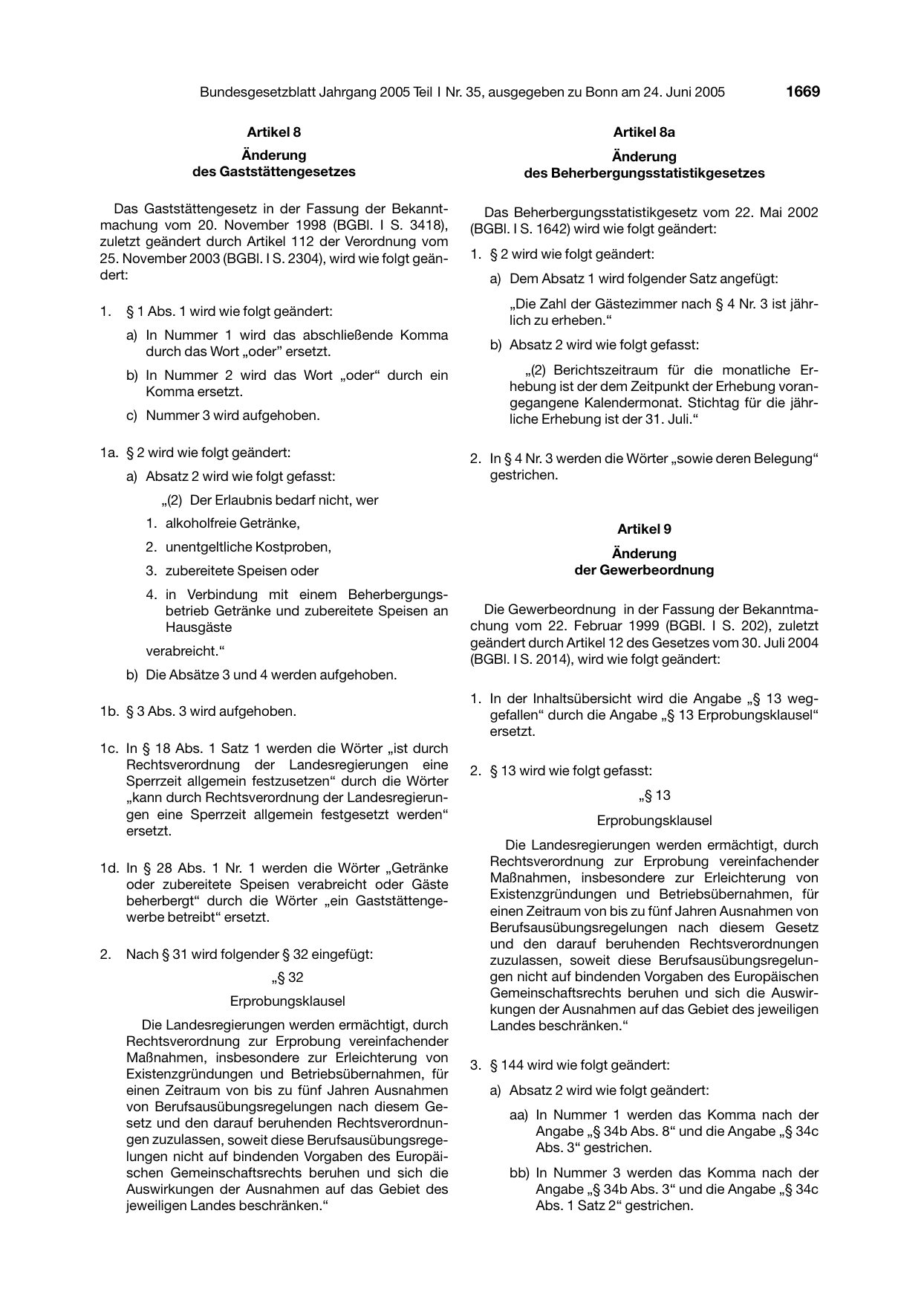 BGBl. 2005, Seite 1669 — Originalseite als Abbildung