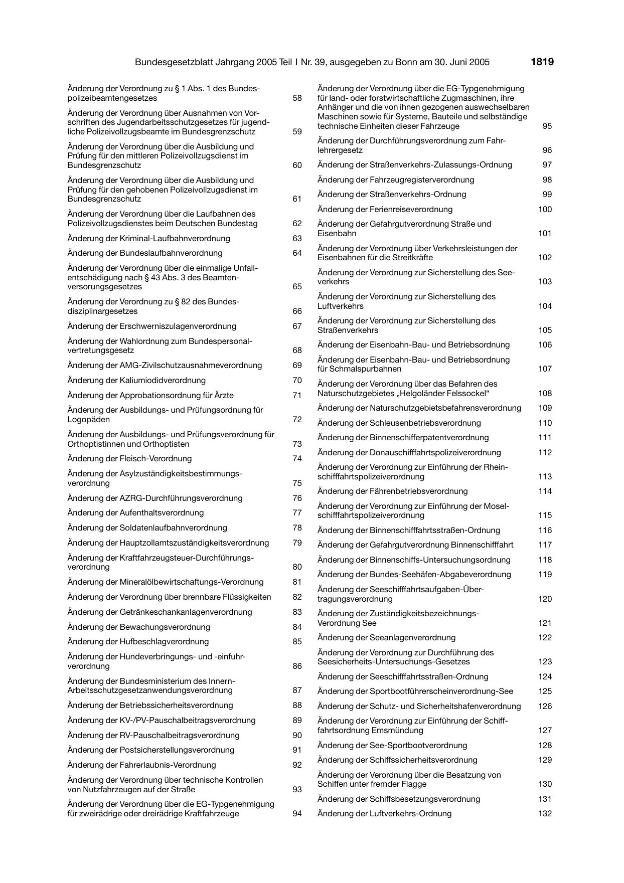 BGBl. 2005, Seite 1819 — Originalseite als Abbildung