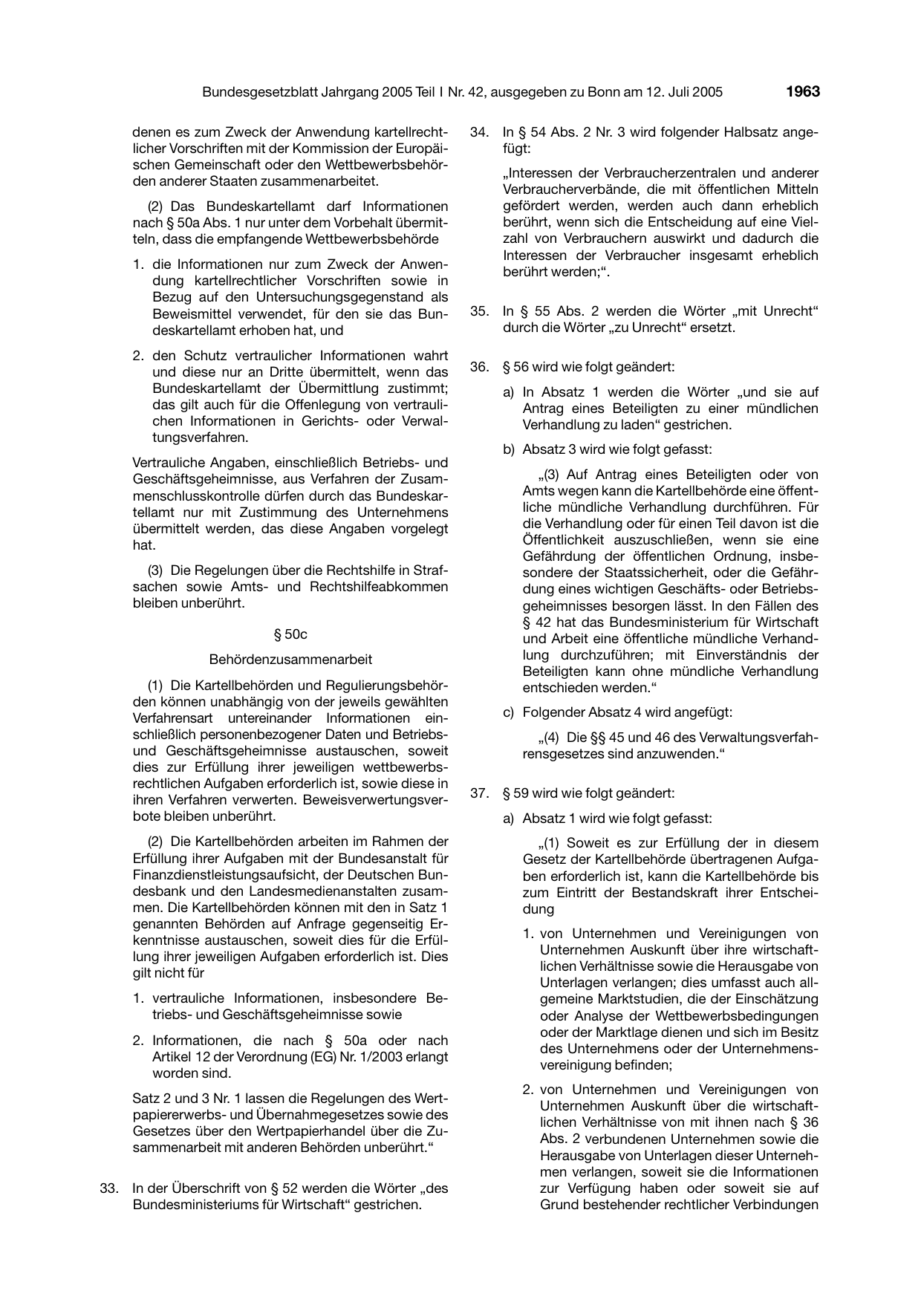 BGBl. 2005, Seite 1963 — Originalseite als Abbildung