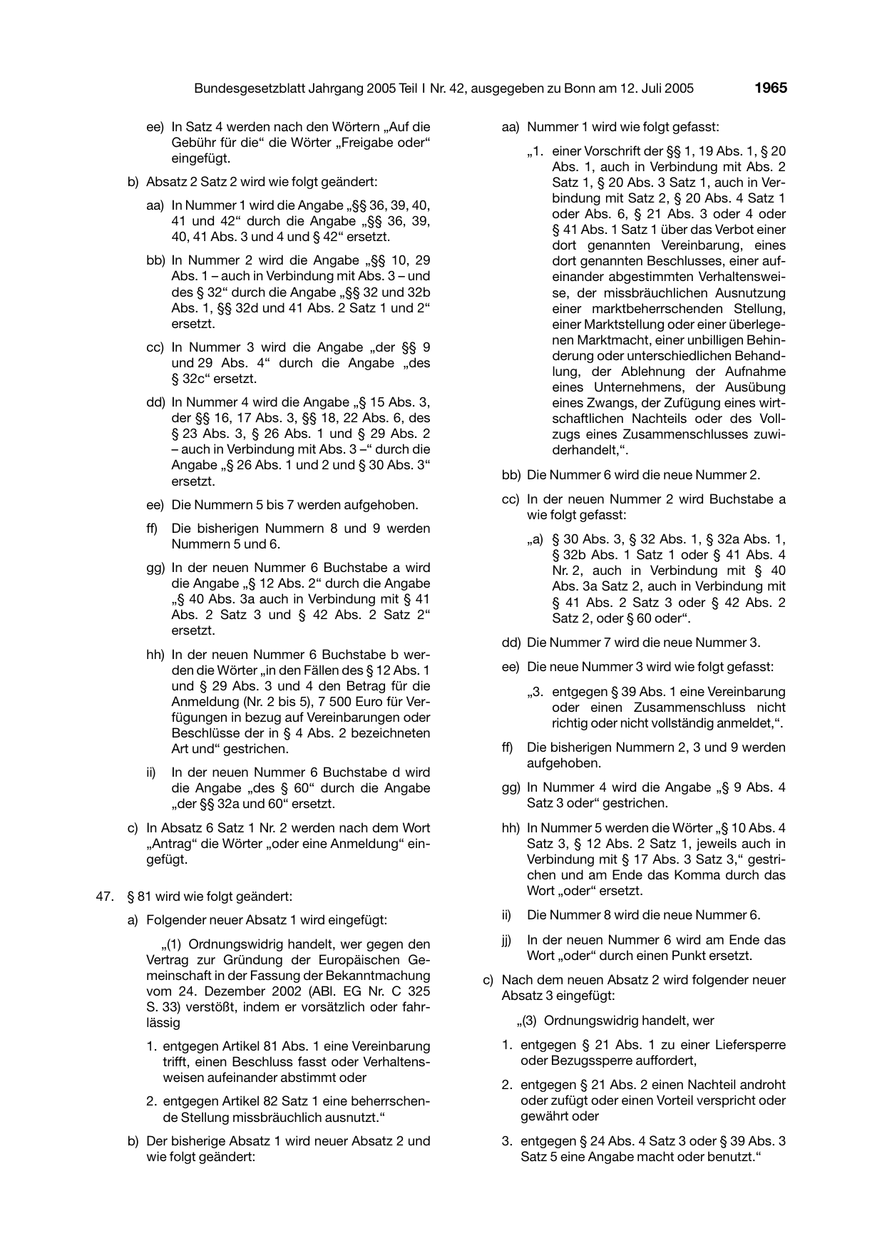 BGBl. 2005, Seite 1965 — Originalseite als Abbildung