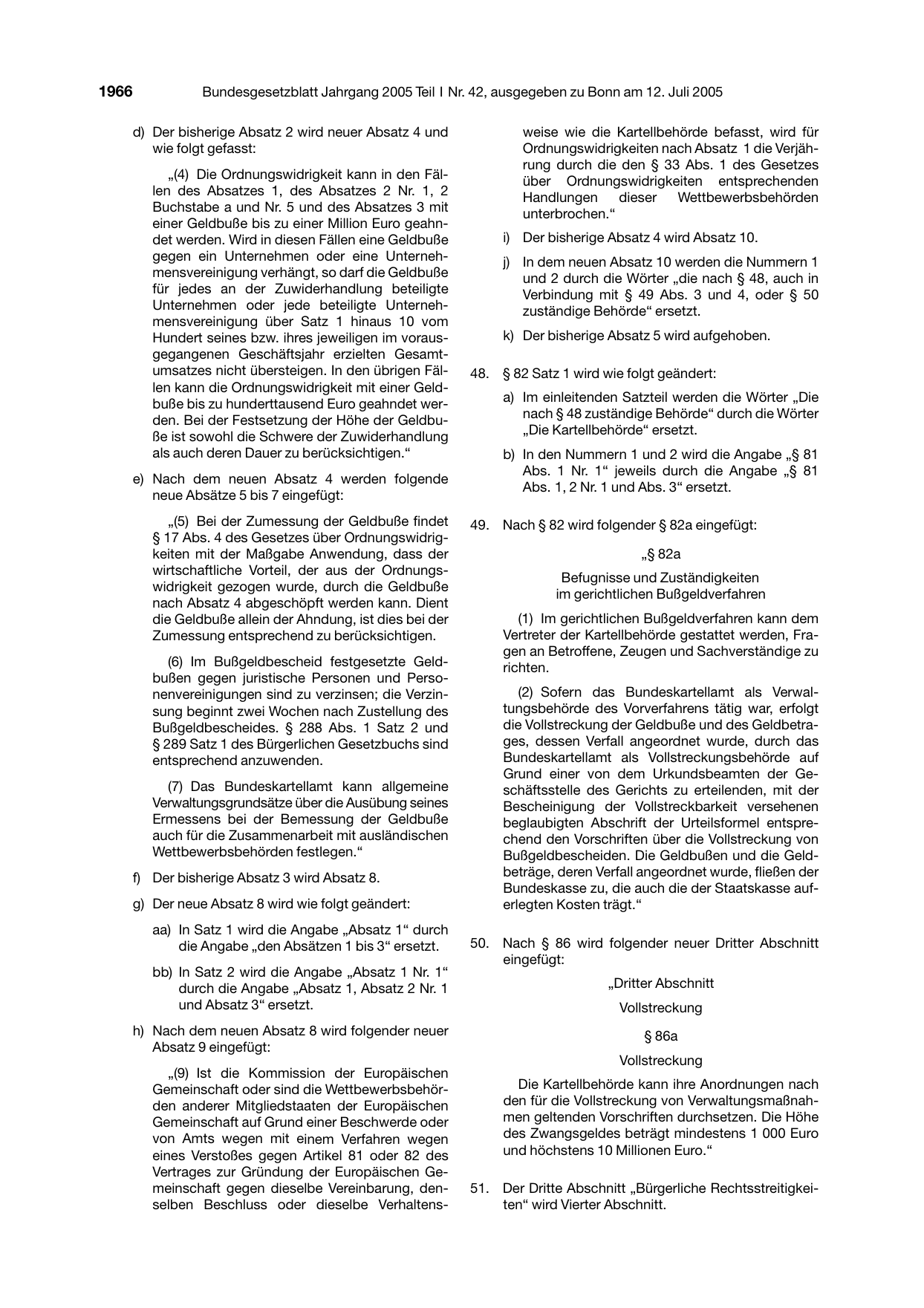 BGBl. 2005, Seite 1966 — Originalseite als Abbildung