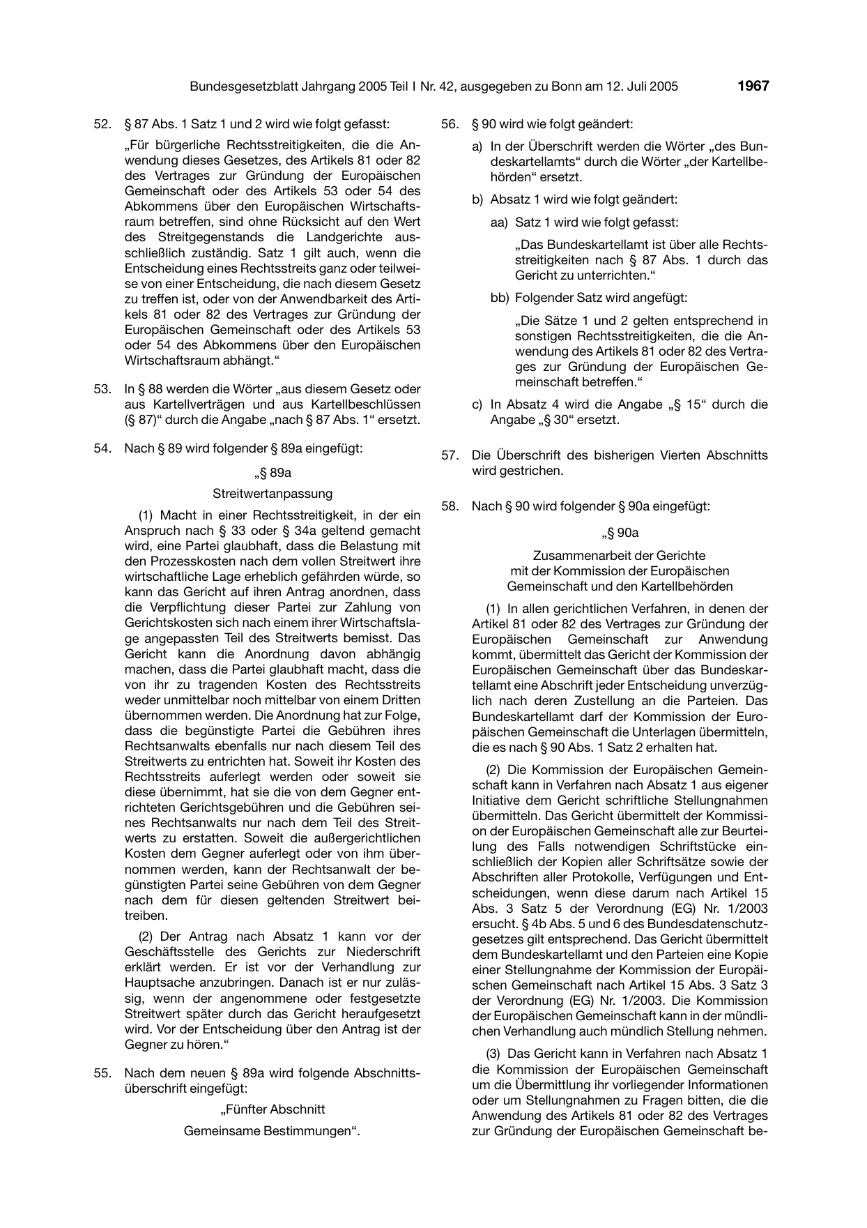 BGBl. 2005, Seite 1967 — Originalseite als Abbildung
