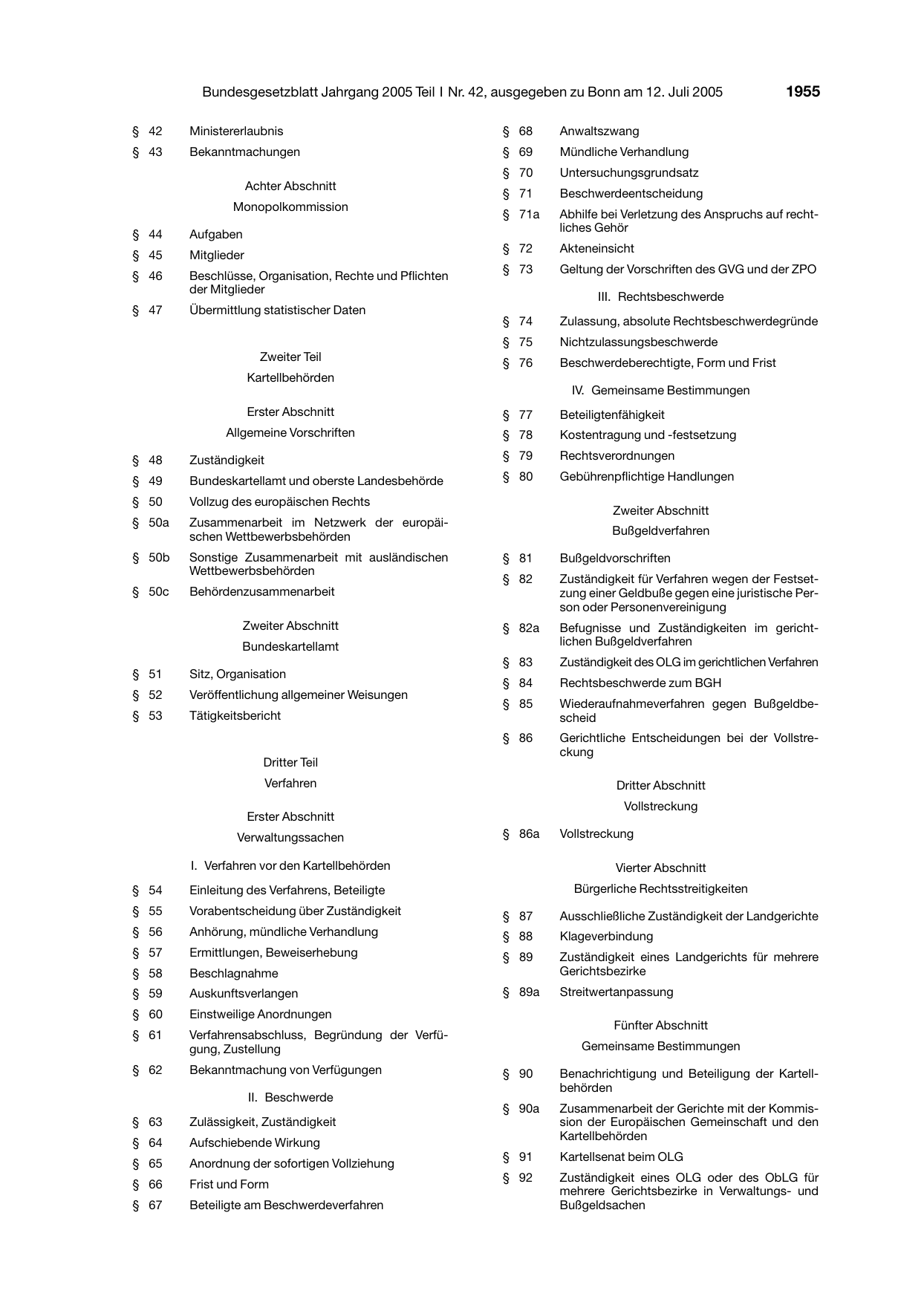 BGBl. 2005, Seite 1955 — Originalseite als Abbildung
