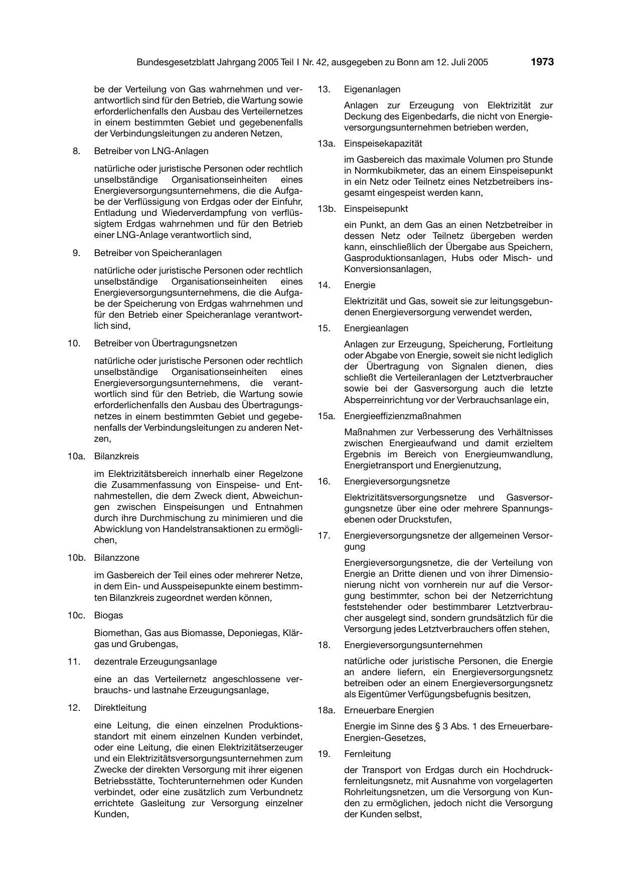BGBl. 2005, Seite 1973 — Originalseite als Abbildung