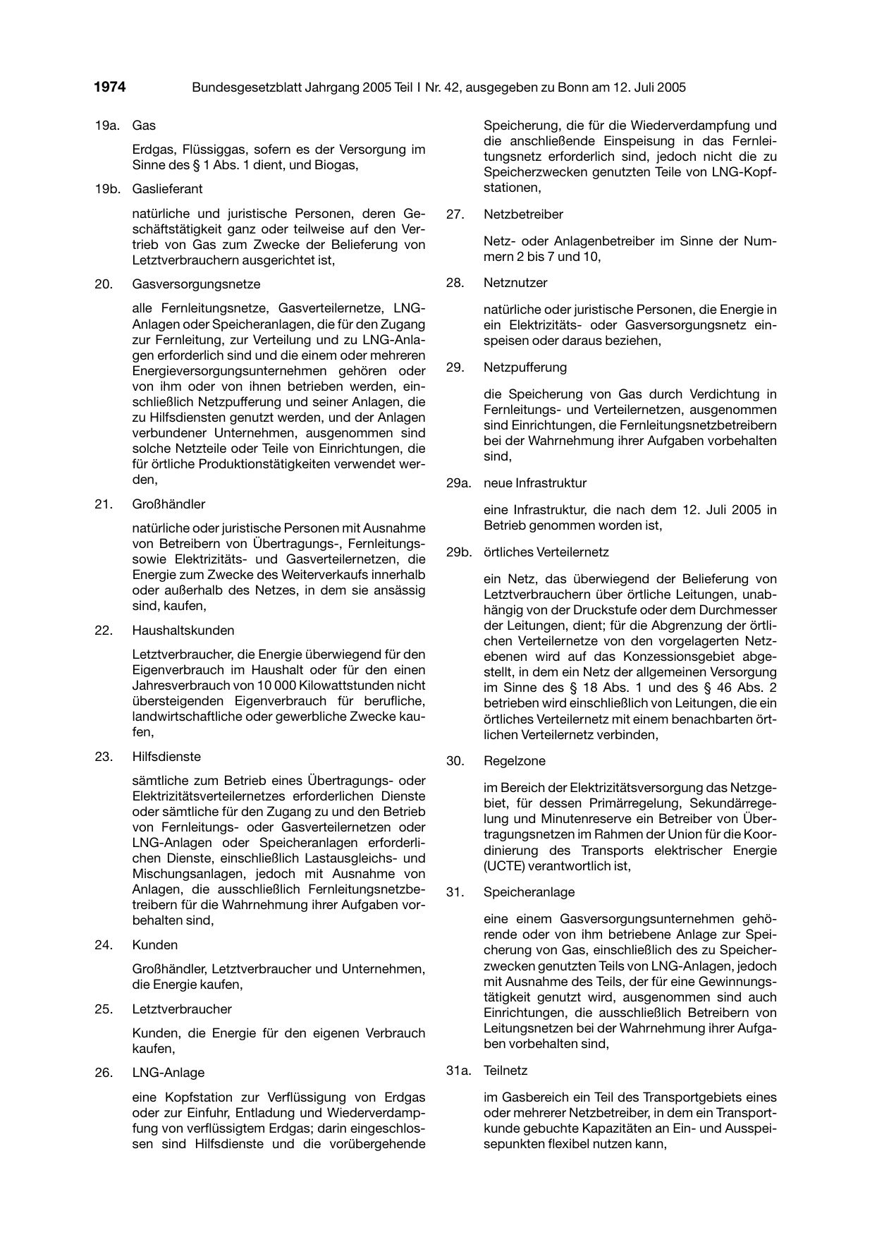 BGBl. 2005, Seite 1974 — Originalseite als Abbildung