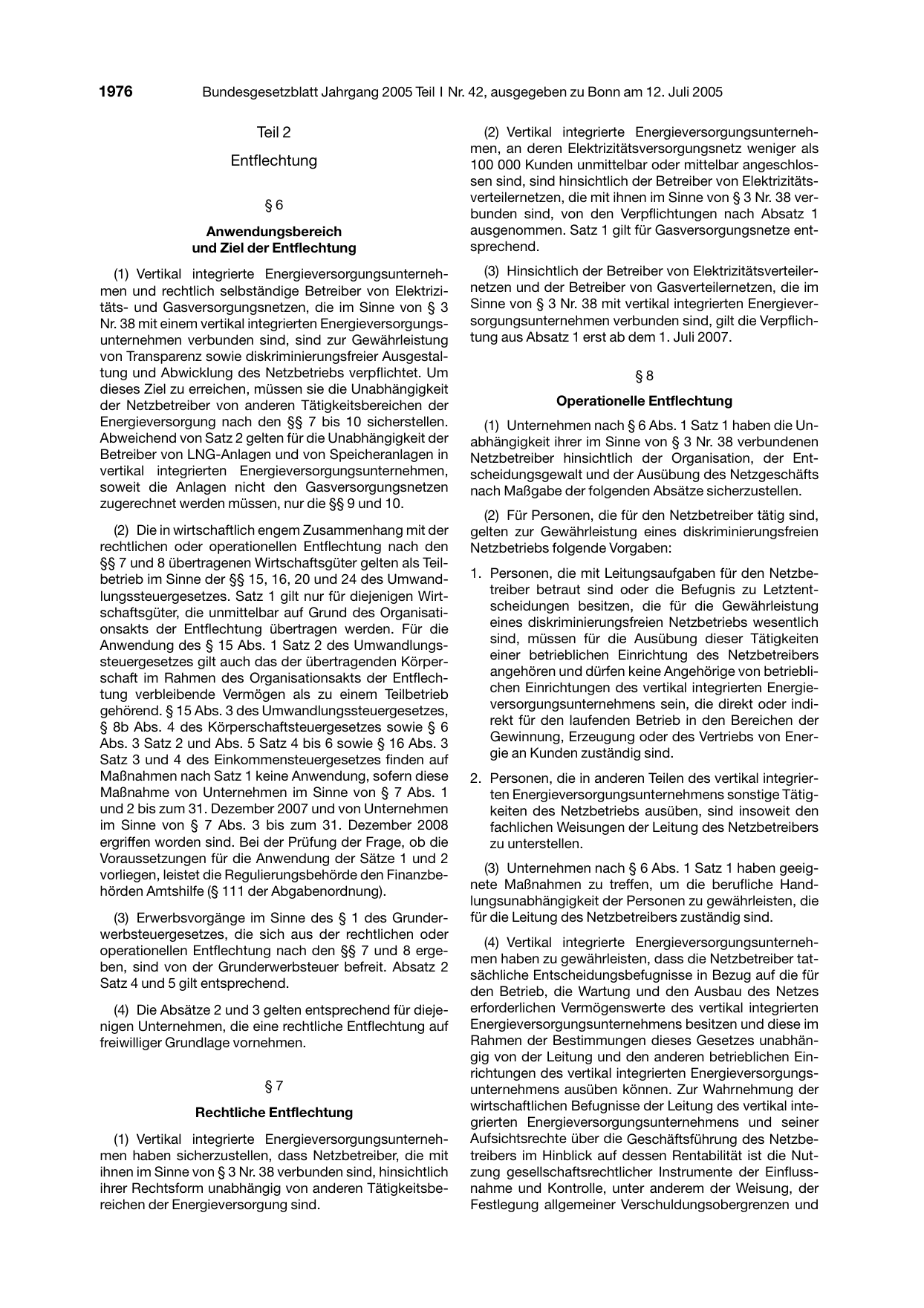 BGBl. 2005, Seite 1976 — Originalseite als Abbildung
