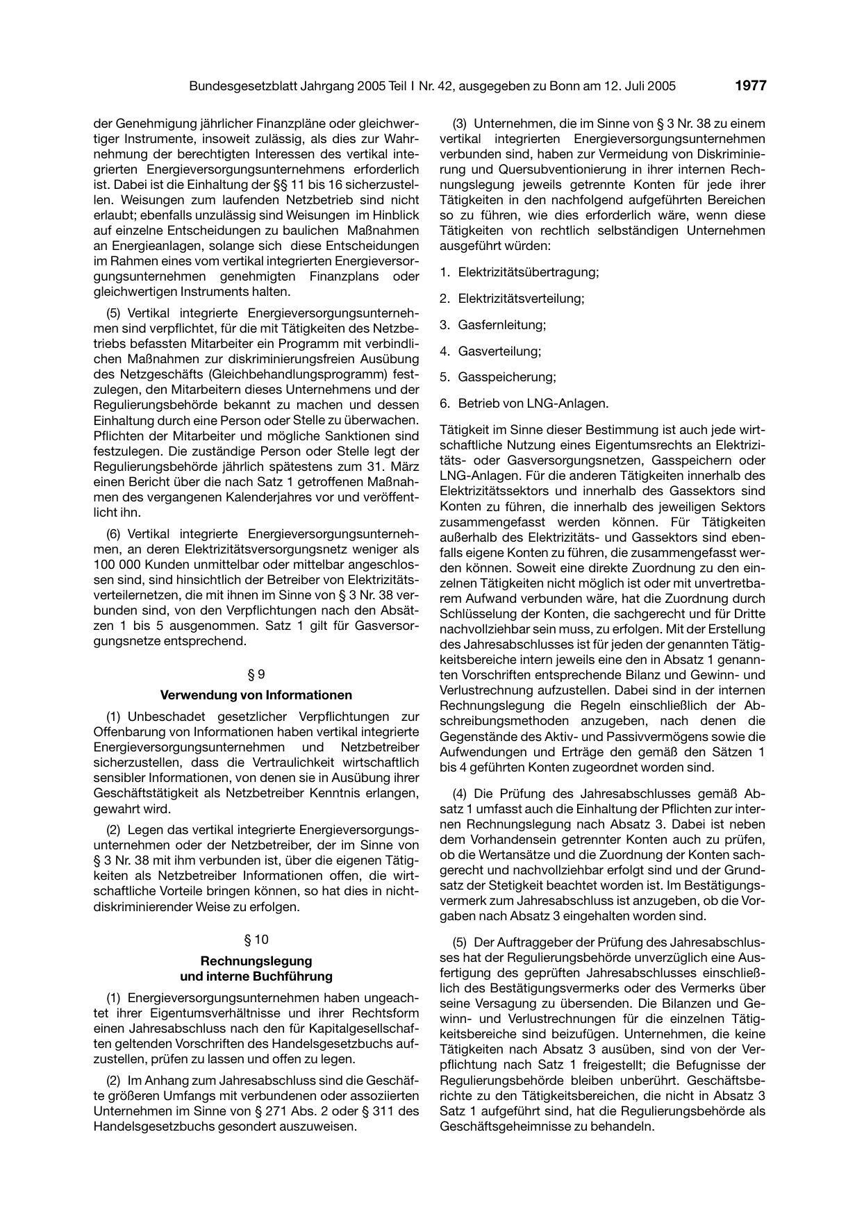 BGBl. 2005, Seite 1977 — Originalseite als Abbildung
