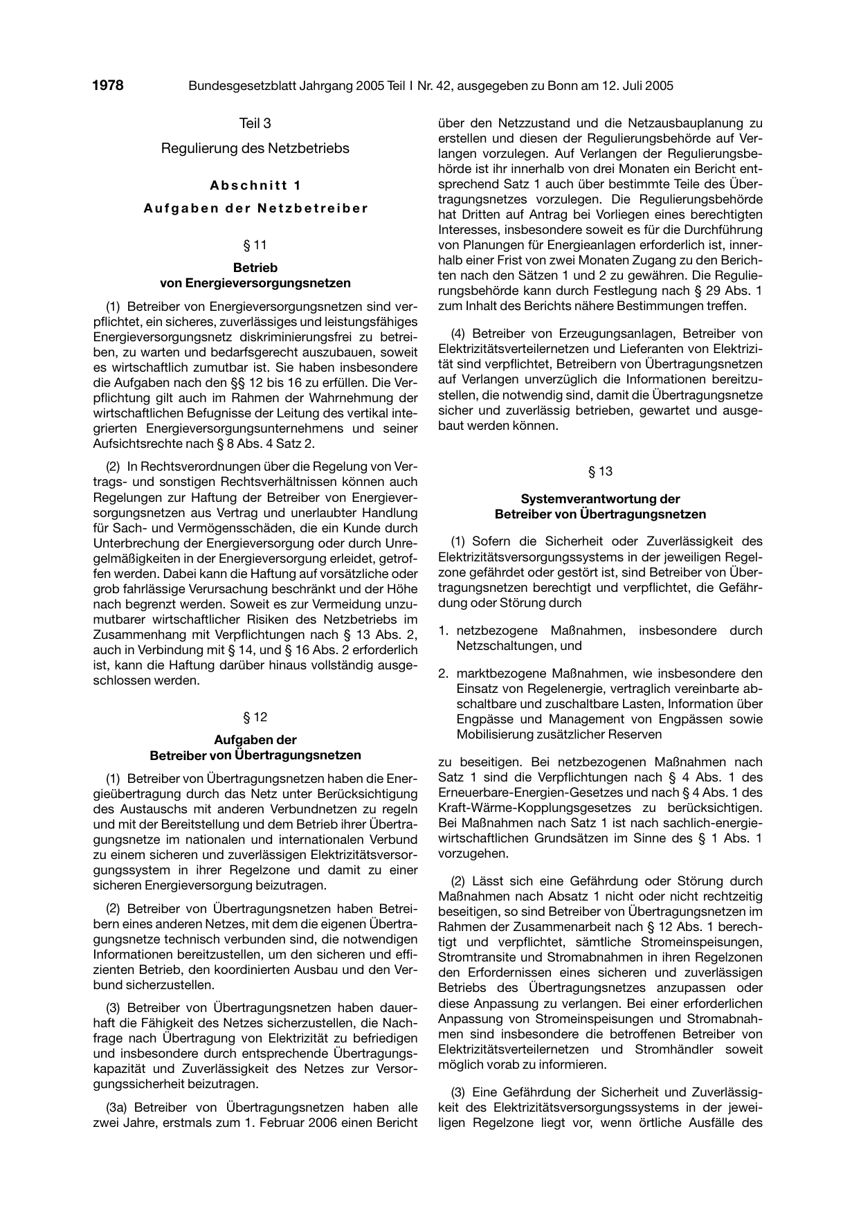 BGBl. 2005, Seite 1978 — Originalseite als Abbildung