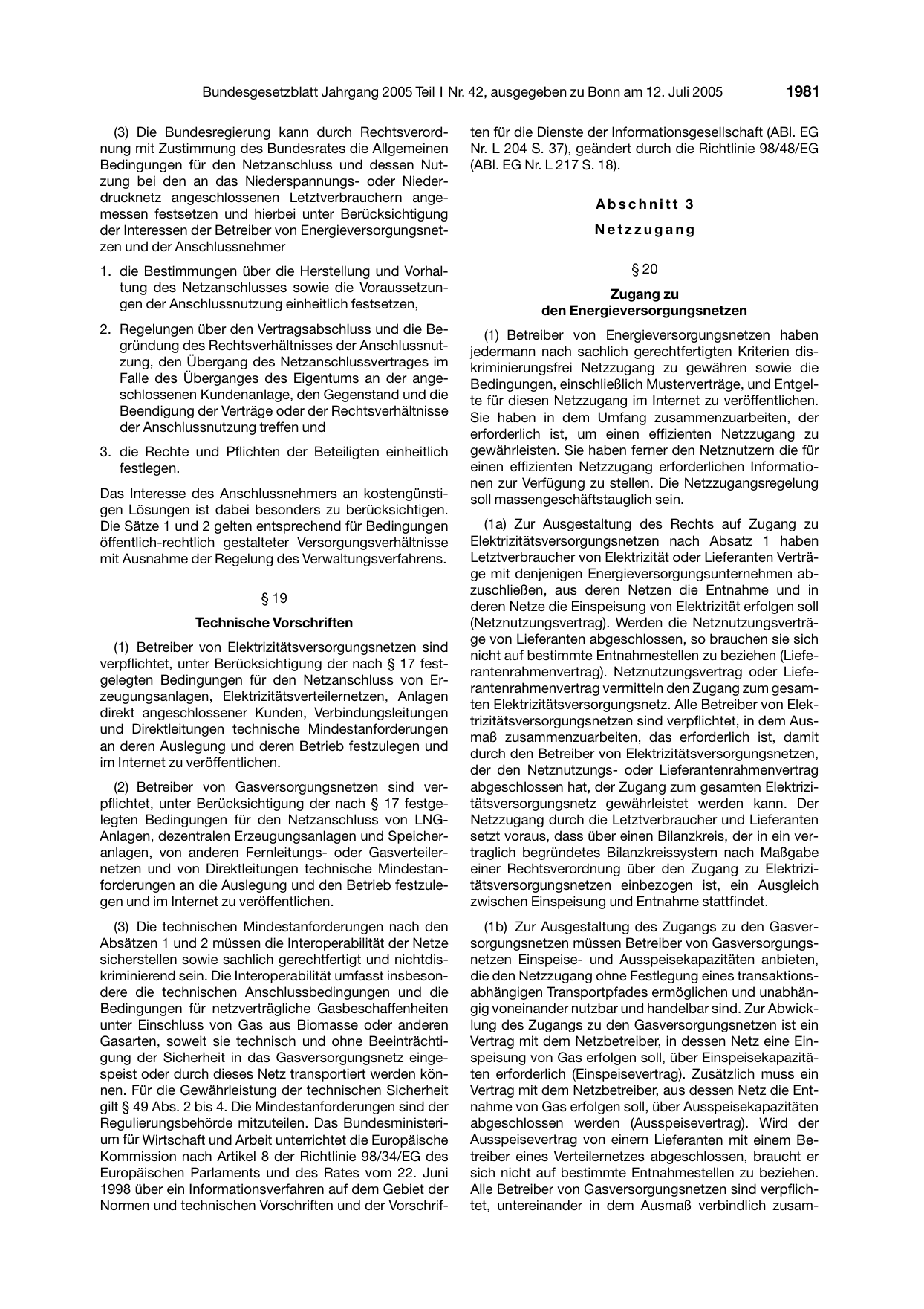 BGBl. 2005, Seite 1981 — Originalseite als Abbildung