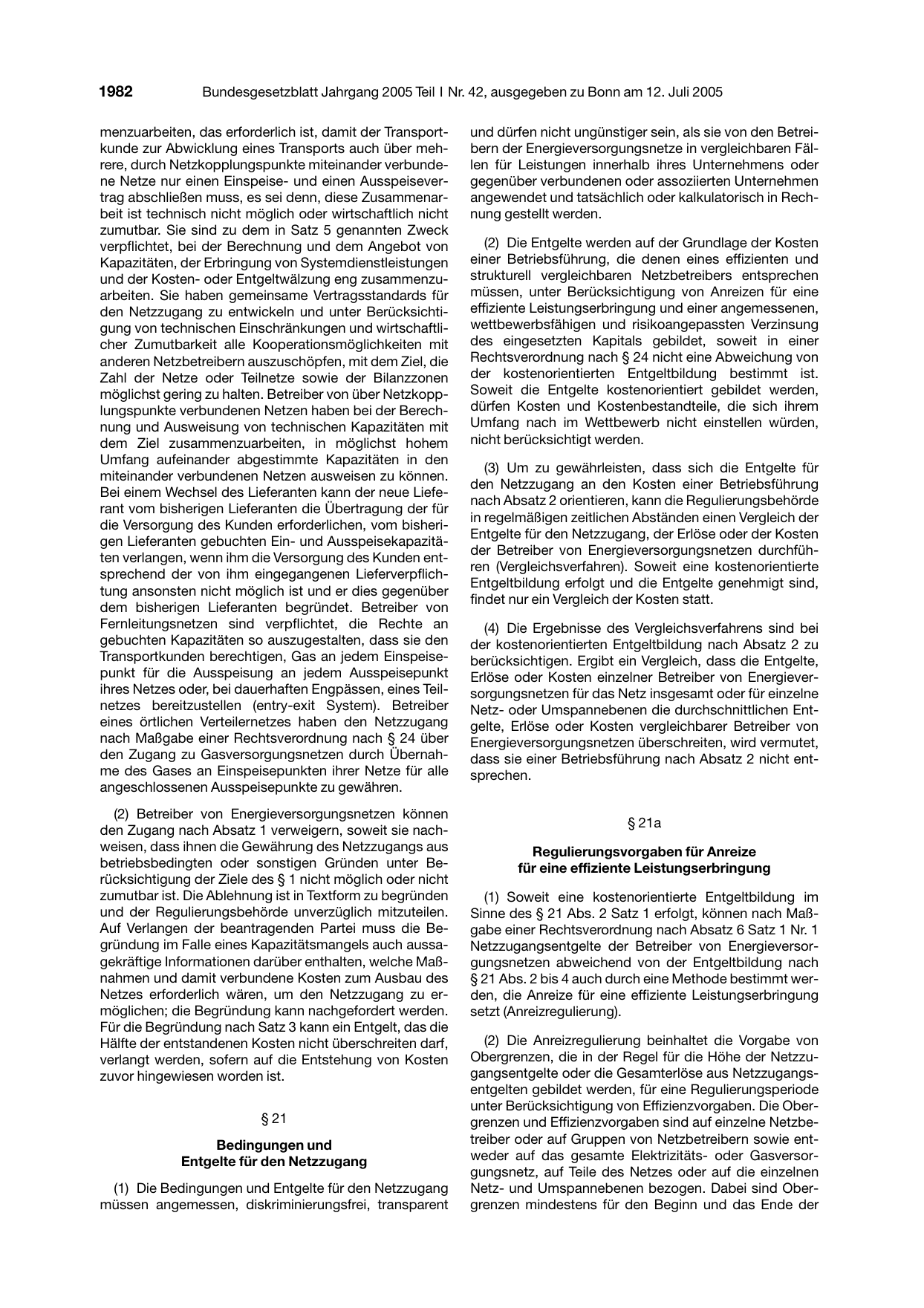 BGBl. 2005, Seite 1982 — Originalseite als Abbildung