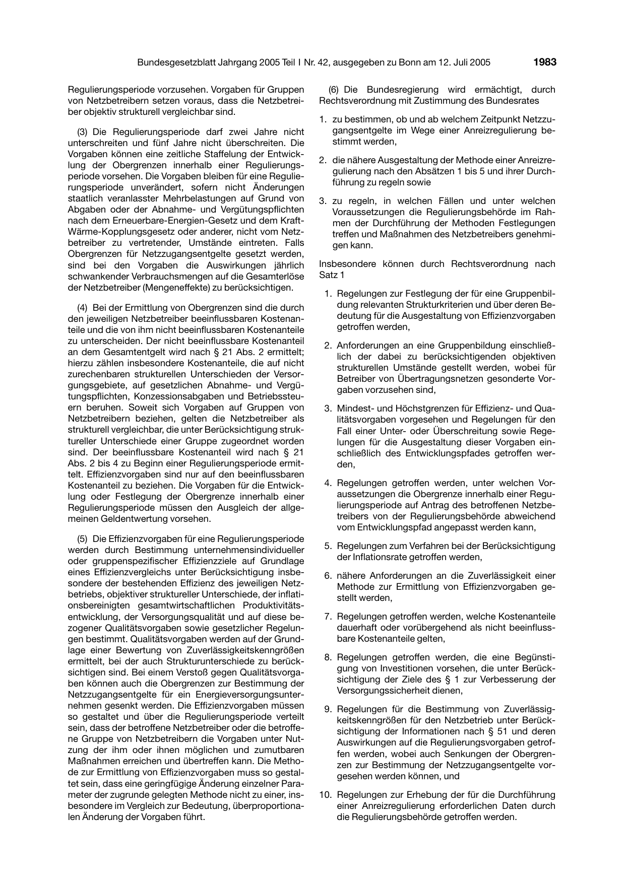 BGBl. 2005, Seite 1983 — Originalseite als Abbildung