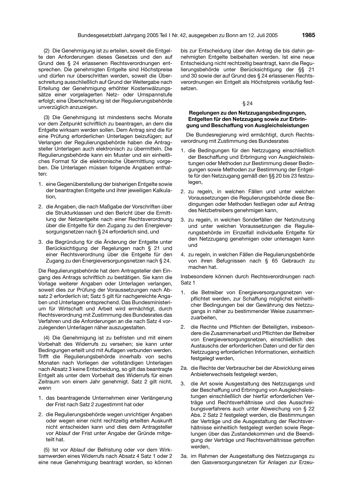 BGBl. 2005, Seite 1985 — Originalseite als Abbildung
