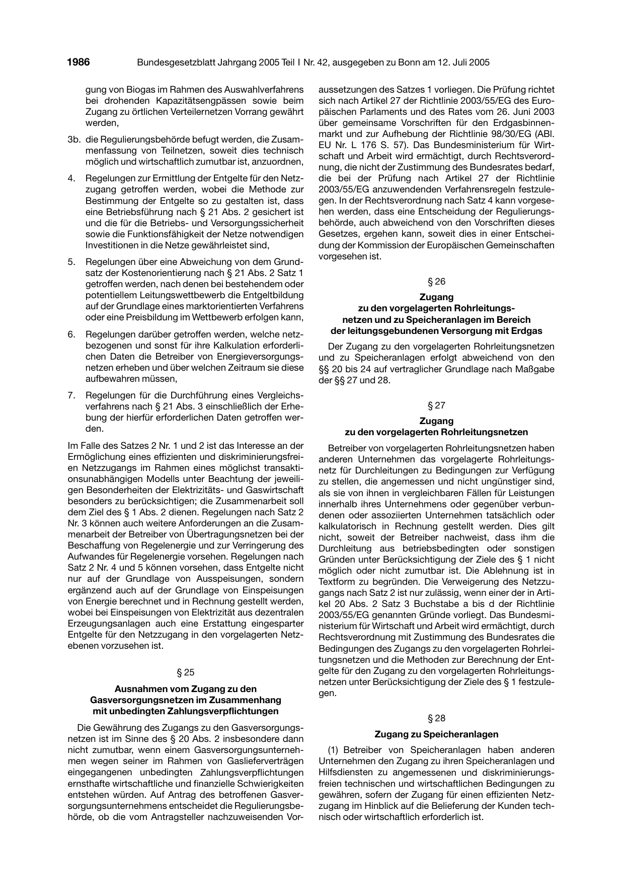 BGBl. 2005, Seite 1986 — Originalseite als Abbildung