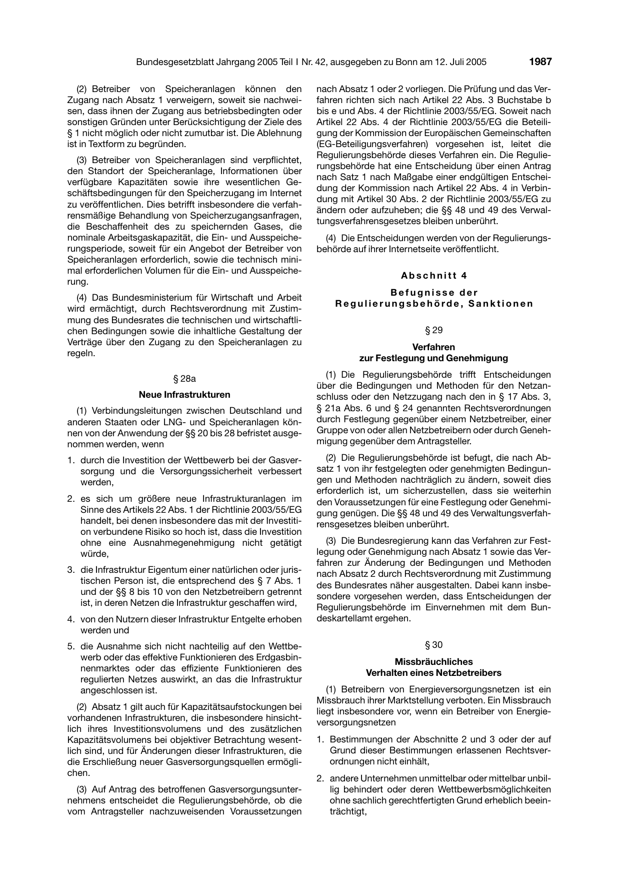 BGBl. 2005, Seite 1987 — Originalseite als Abbildung