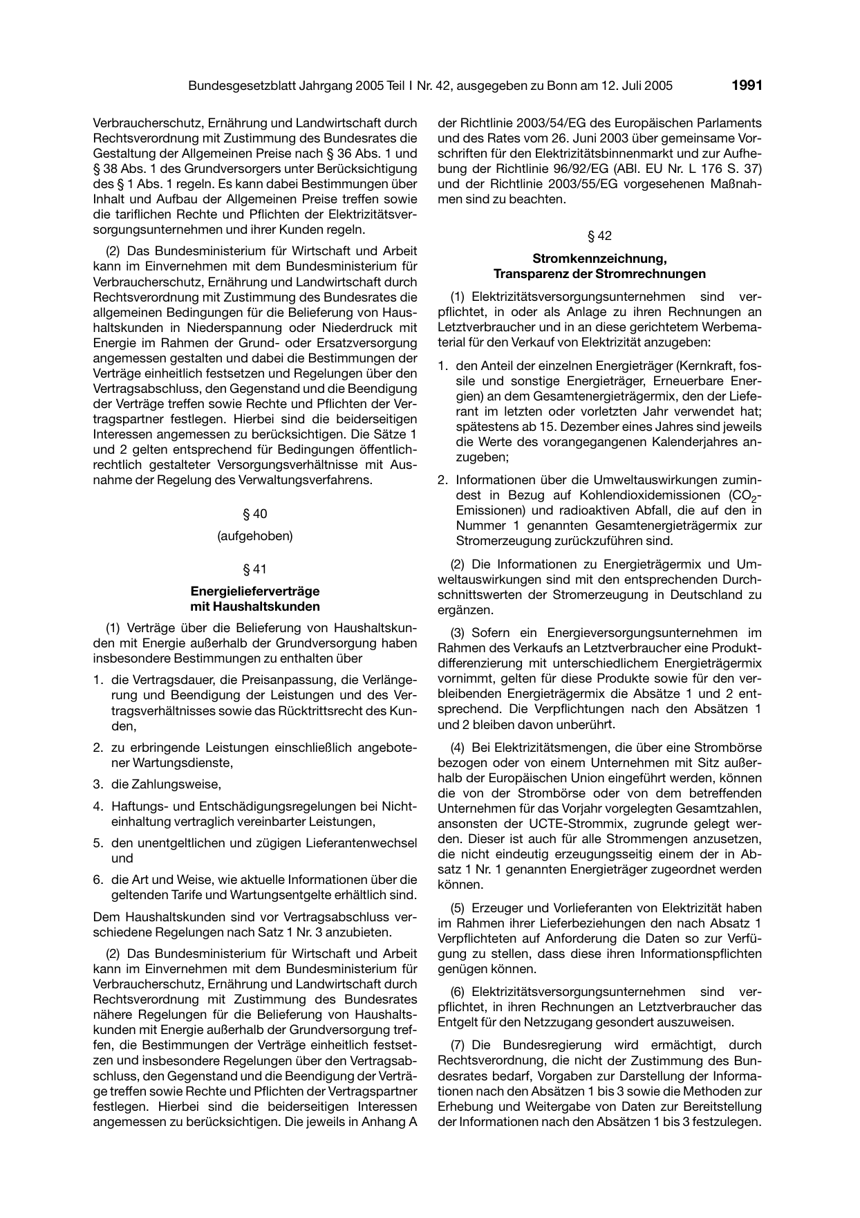 BGBl. 2005, Seite 1991 — Originalseite als Abbildung