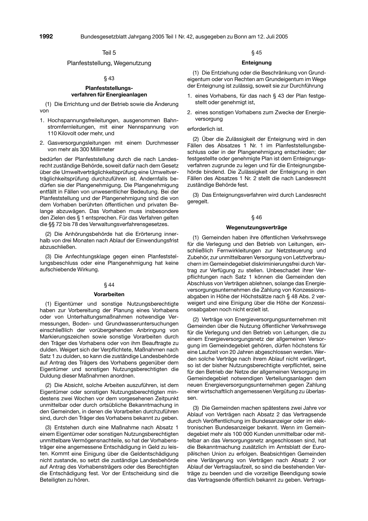 BGBl. 2005, Seite 1992 — Originalseite als Abbildung