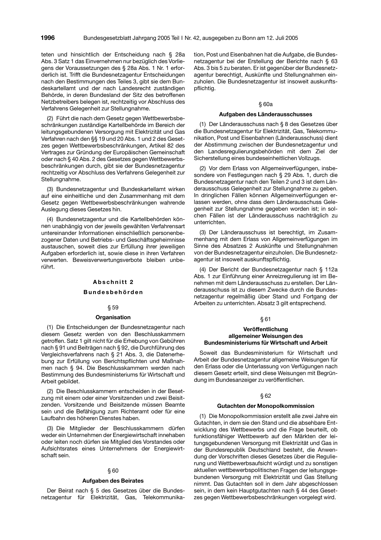 BGBl. 2005, Seite 1996 — Originalseite als Abbildung