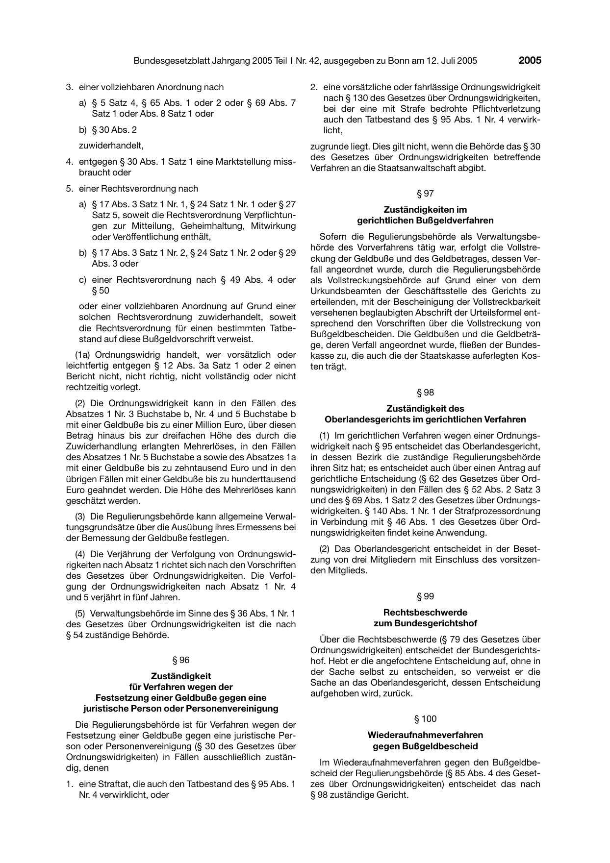 BGBl. 2005, Seite 2005 — Originalseite als Abbildung