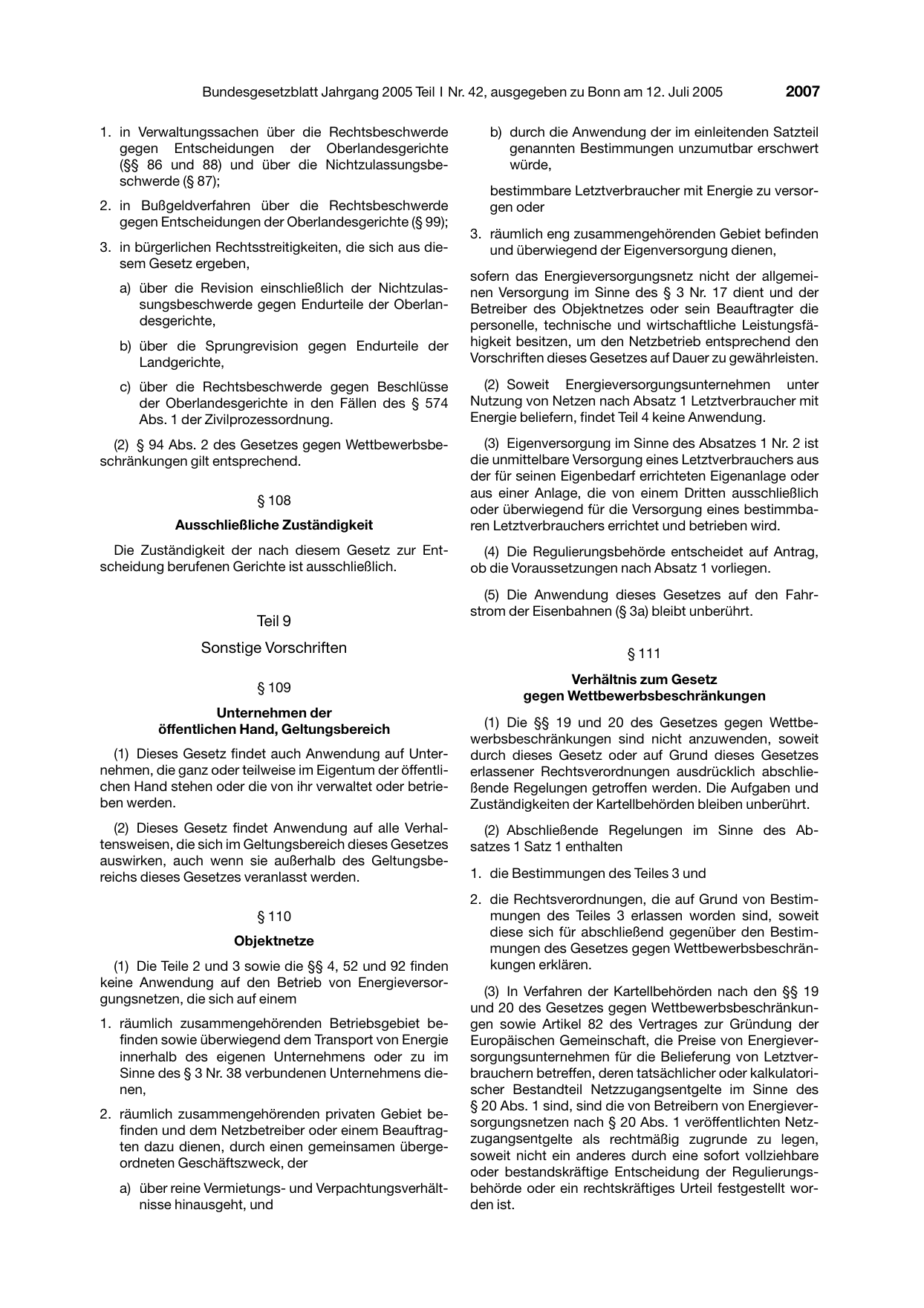 BGBl. 2005, Seite 2007 — Originalseite als Abbildung